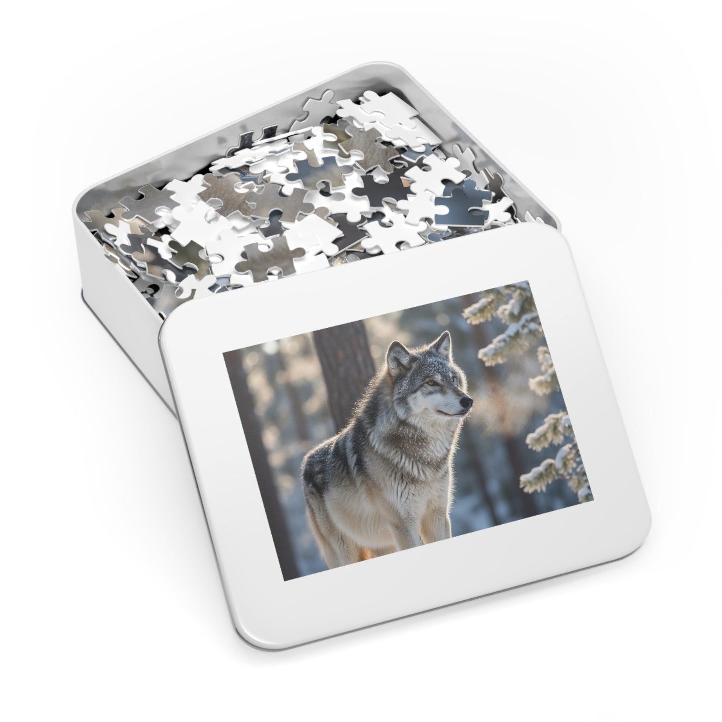 Gray Wolf Winter Jigsaw Puzzle Snowy Forest Wildlife Nature