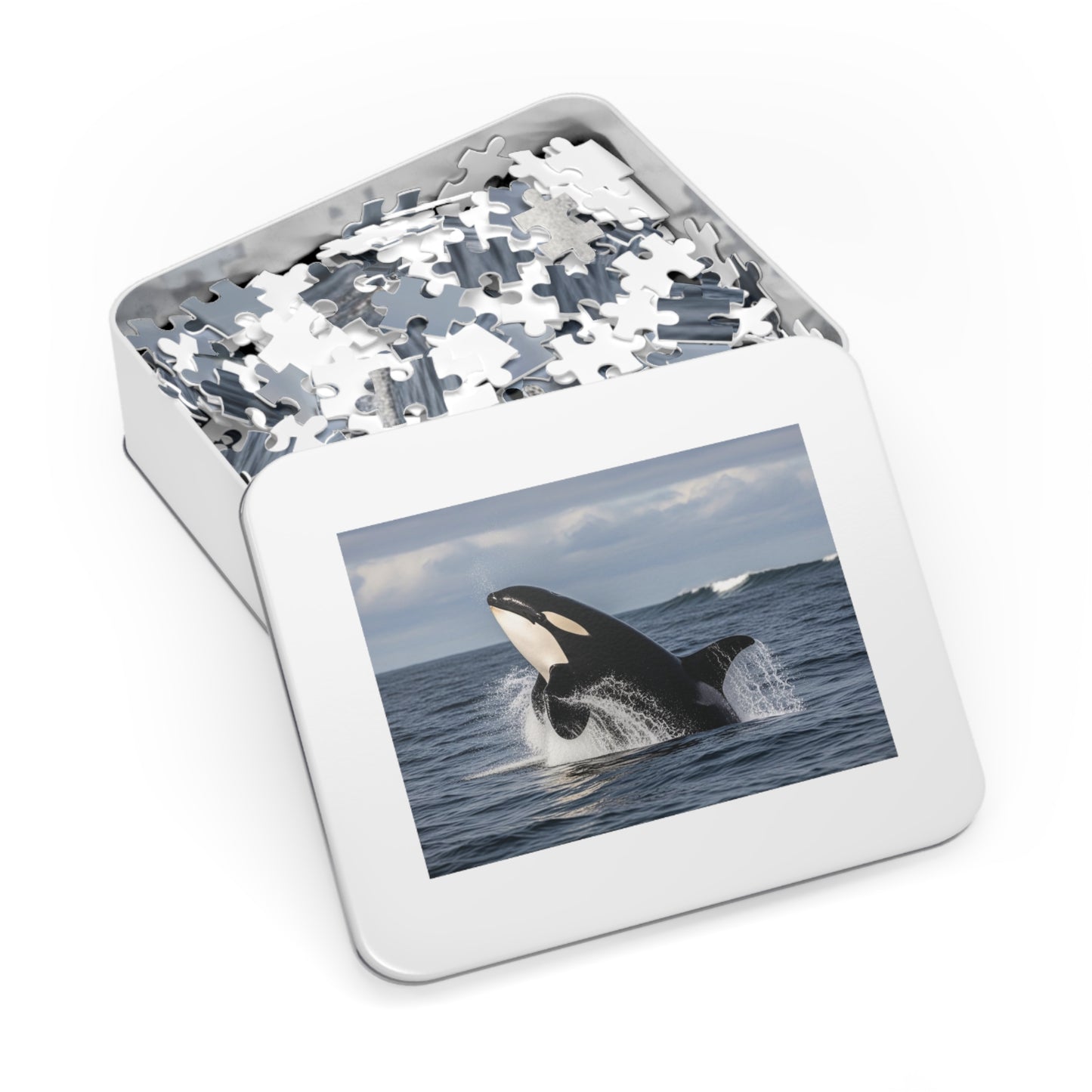 Orca Whale Jigsaw Puzzle — 500-Piece Ocean Puzzle with Tin Gift Box