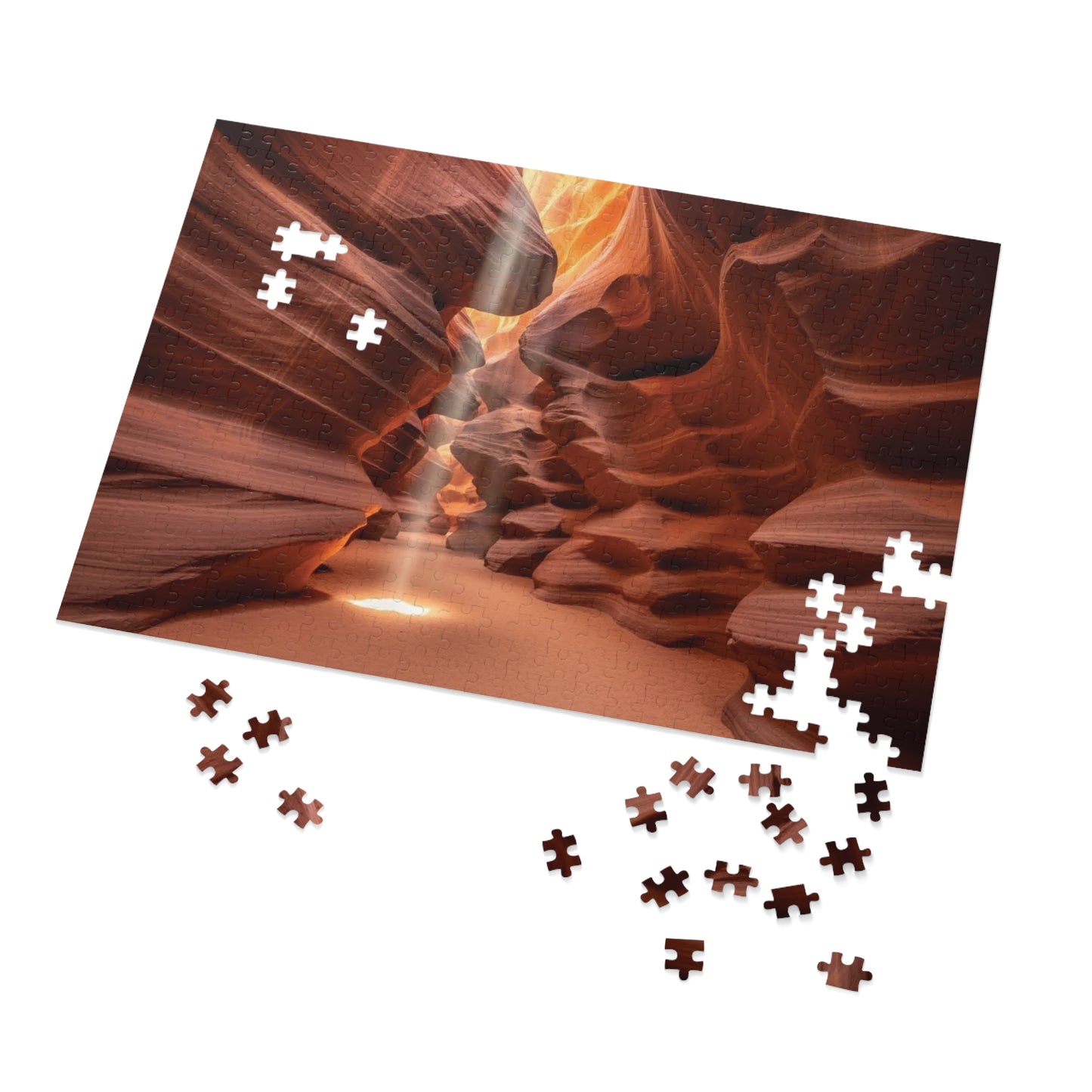 Antelope Canyon Light Beam Jigsaw Puzzle 🌄 Flowing Sandstone, Desert Slot Canyon & Golden Sun Rays