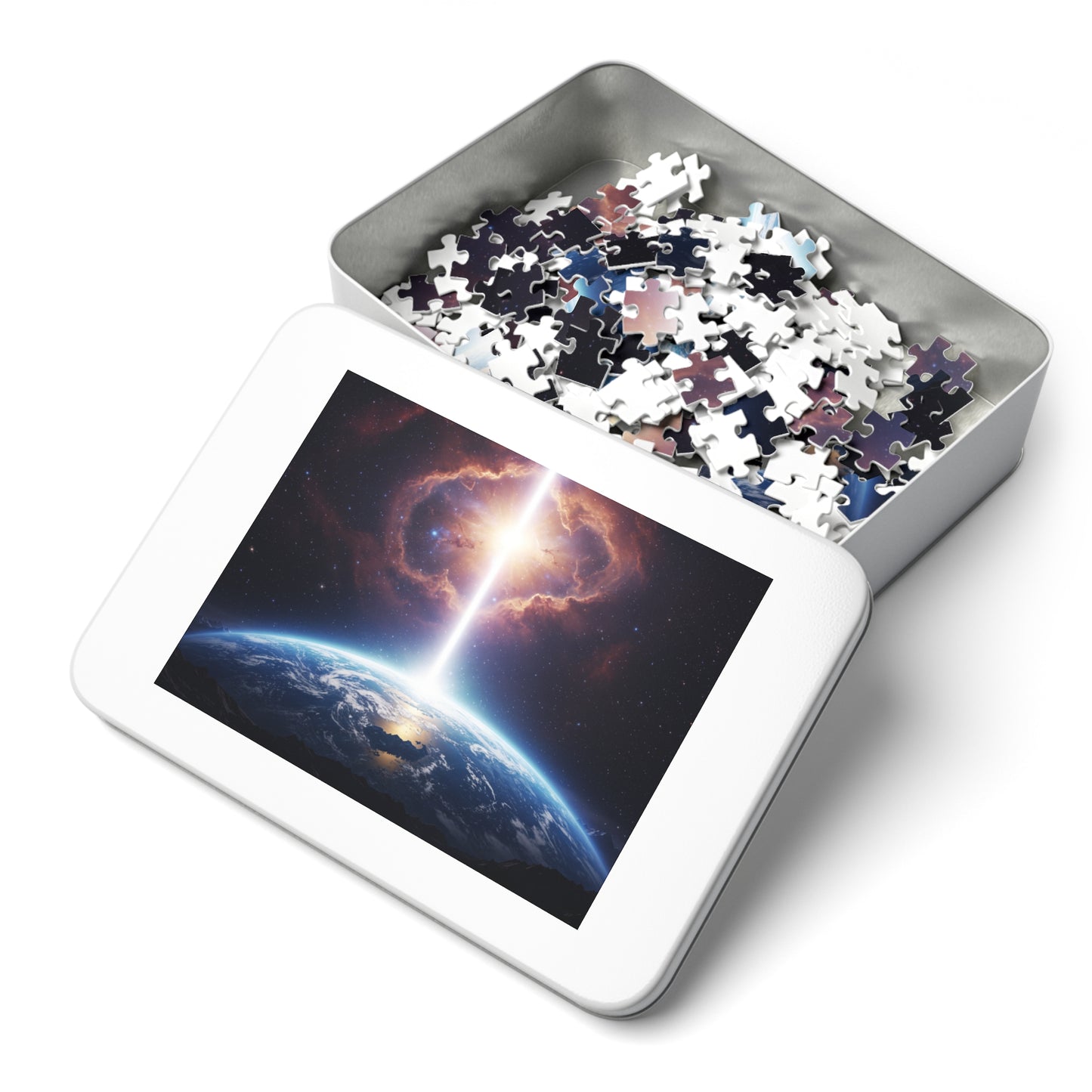 110, 252, 500, 1000, 2000 Planet Earth in Lightbeam Puzzle – Space Explorer Theme | Space Earth Art Jigsaw | Galaxy Scene | Earth from Space View