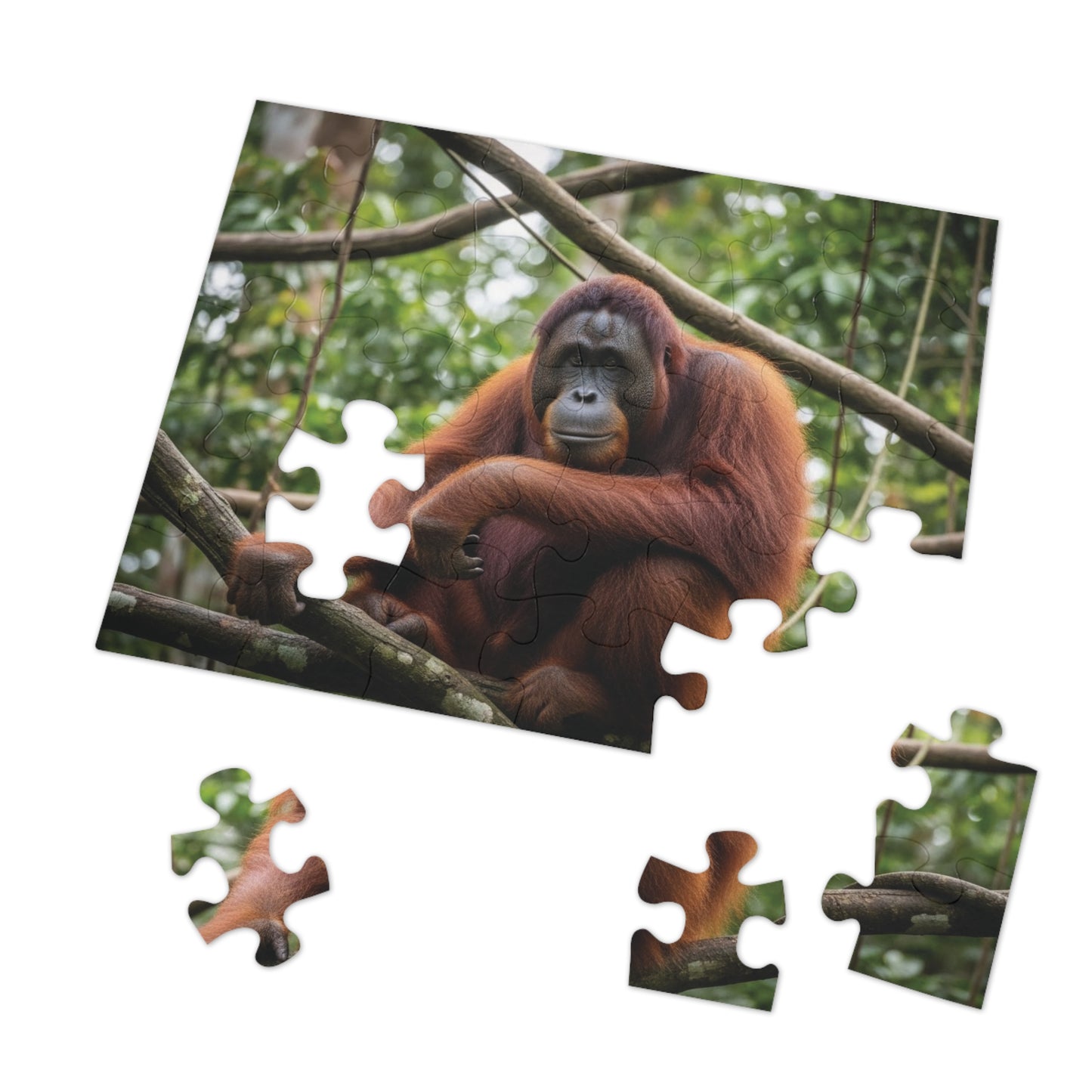 Orangutan Rainforest Serenity Jigsaw Puzzle | Majestic Wildlife Jungle Nature Scene