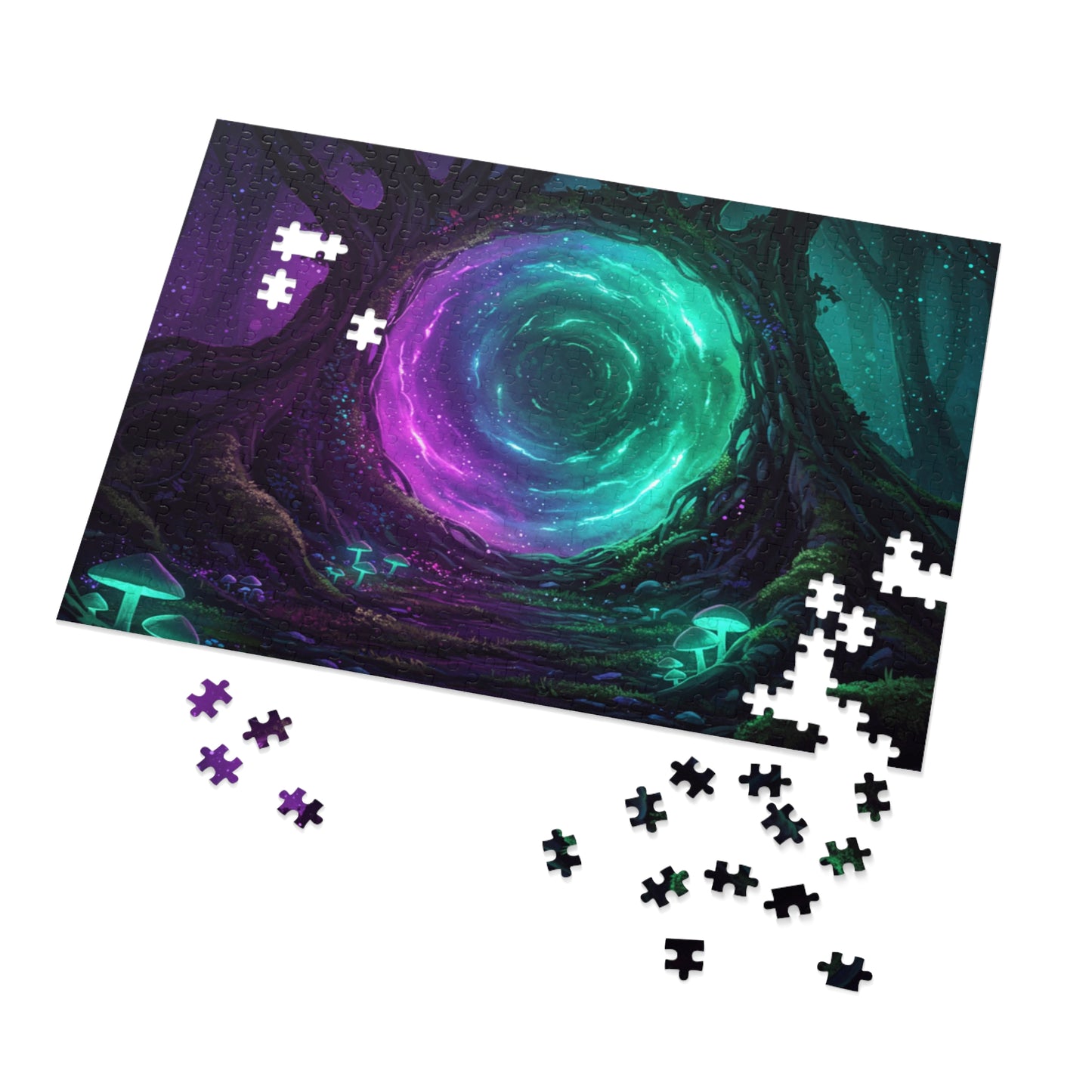 110, 252, 500, 1000, 2000 Mystical Portal Forest Jigsaw Puzzle – Glowing Tree Fantasy Jigsaw | Magical Night Forest Scene, Multiple Sizes |  Dreamlike Fantasy Artwork