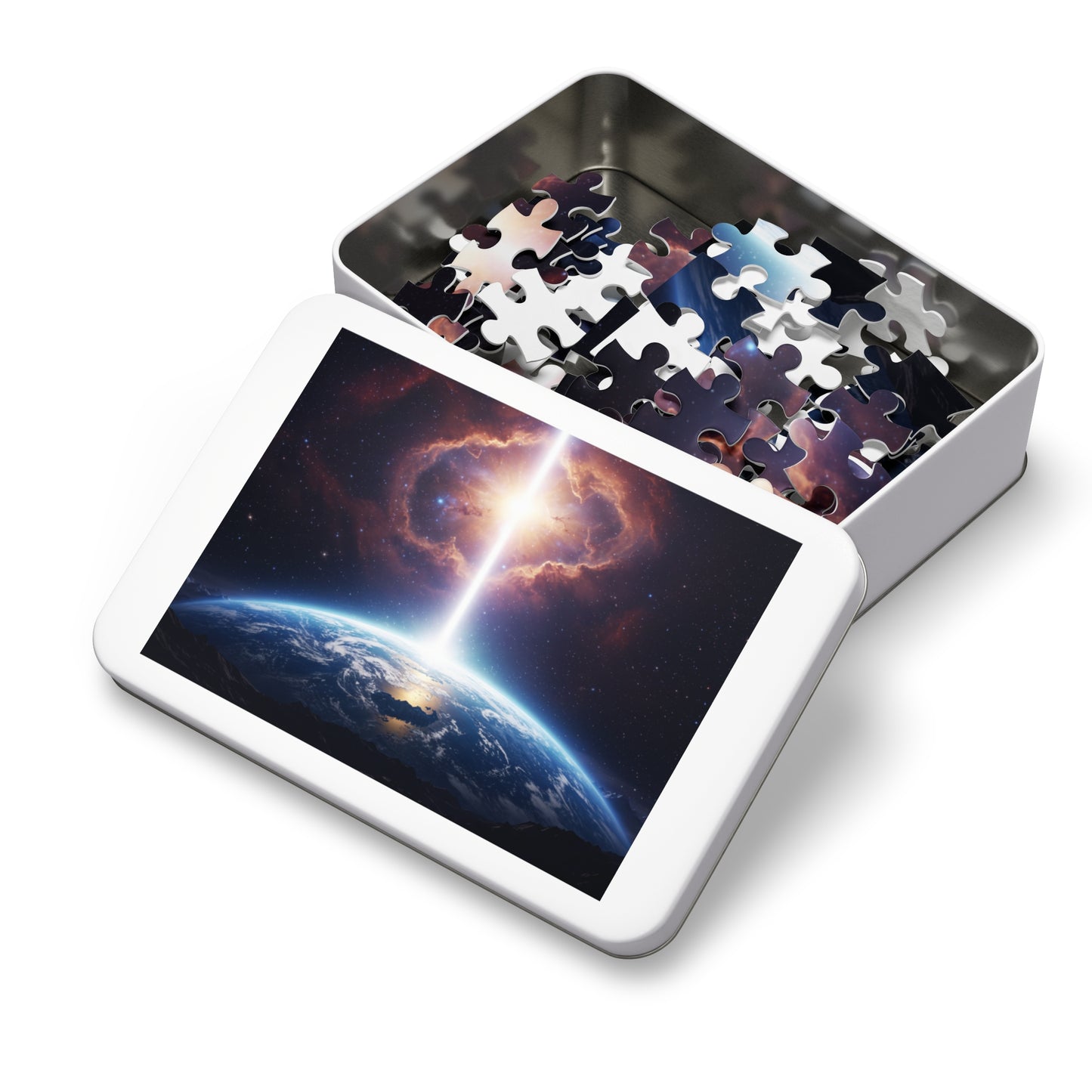 110, 252, 500, 1000, 2000 Planet Earth in Lightbeam Puzzle – Space Explorer Theme | Space Earth Art Jigsaw | Galaxy Scene | Earth from Space View