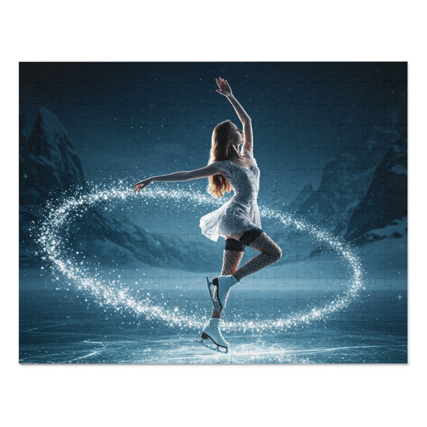 30, 110, 252, 500 Jigsaw Puzzle | Magical Ice Skater Puzzle | Winter Fantasy Jigsaw | Elegant Skater in Sparkling Motion | Enchanted Snow Scene | Multiple Sizes Available
