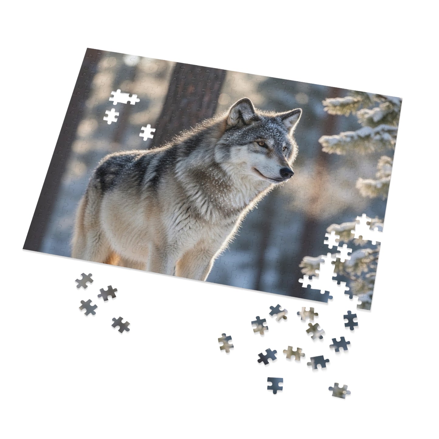 Gray Wolf Winter Jigsaw Puzzle Snowy Forest Wildlife Nature