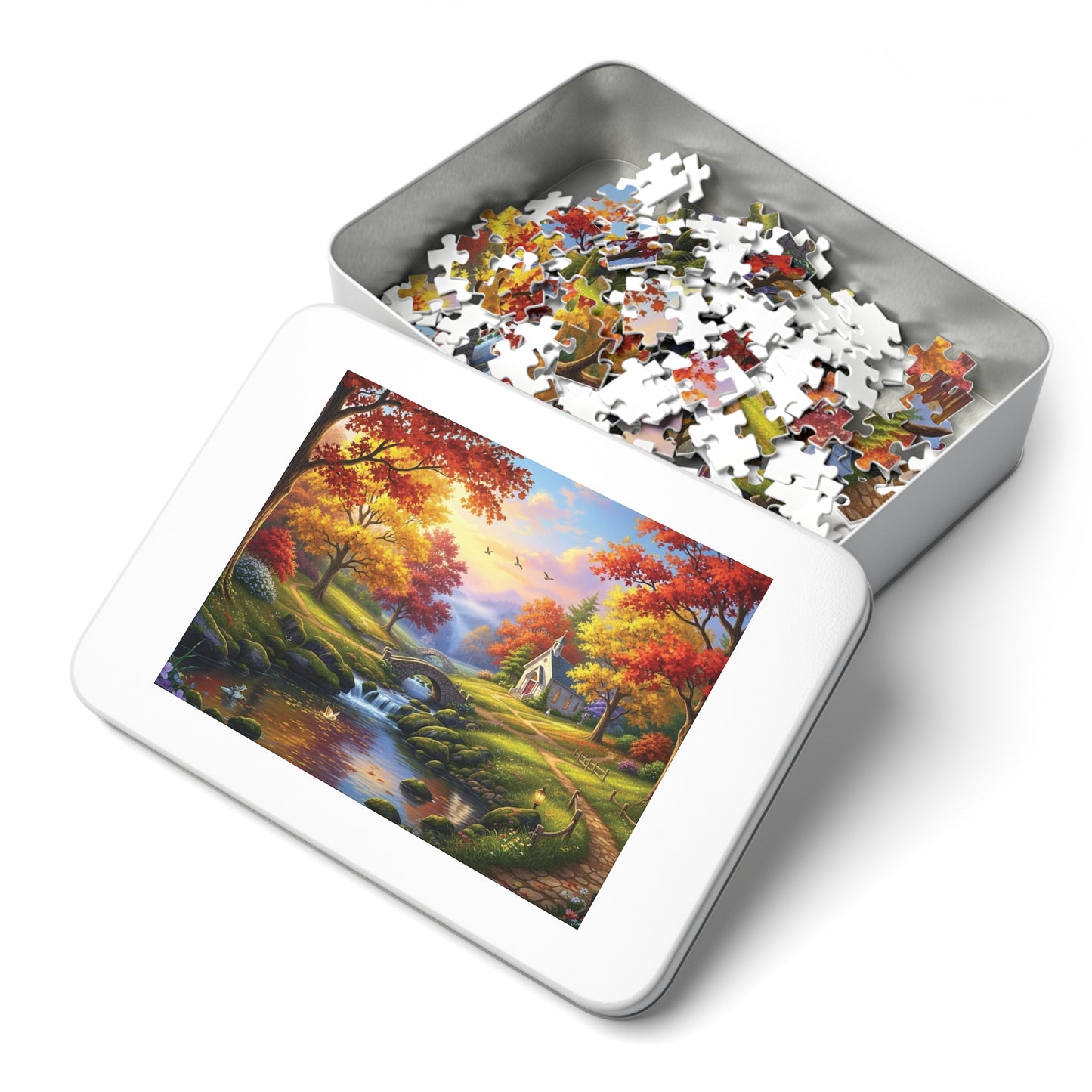 Autumn Chapel Serenity Jigsaw Puzzle