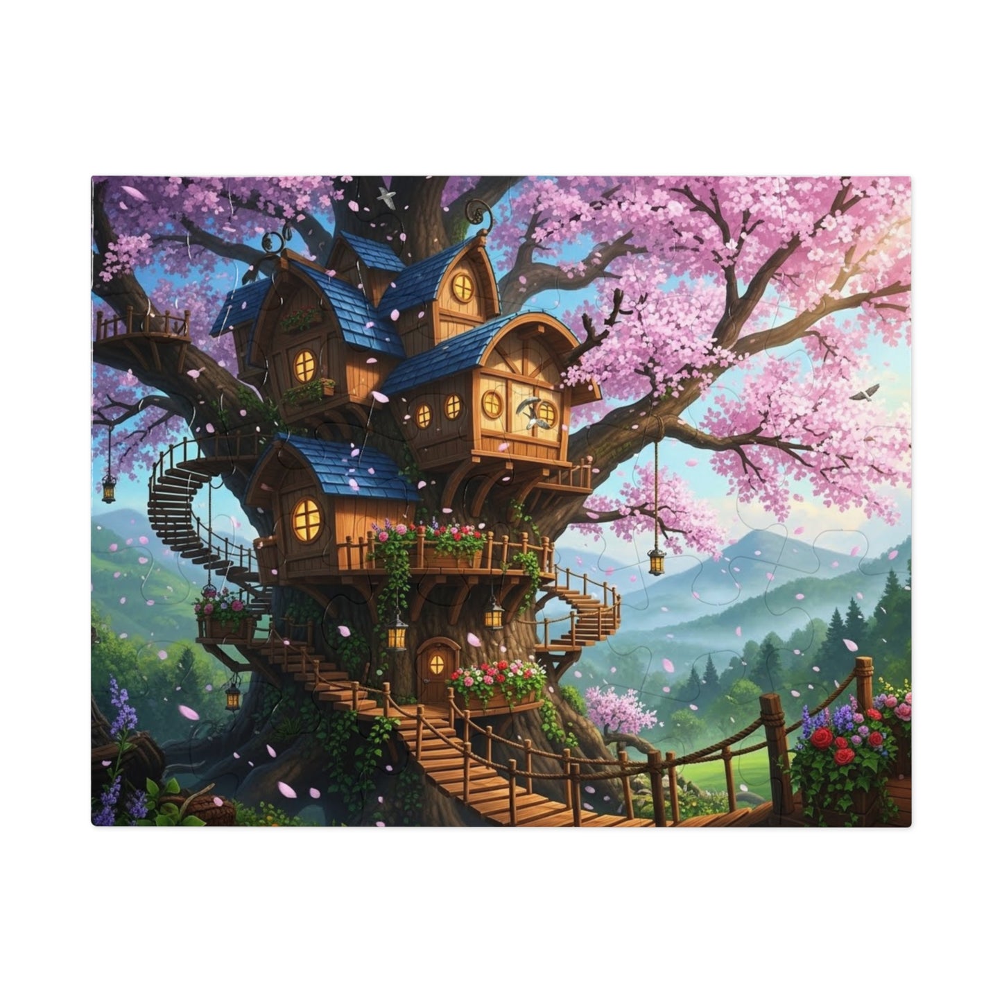 Enchanted Cherry Blossom Treehouse Jigsaw Puzzle