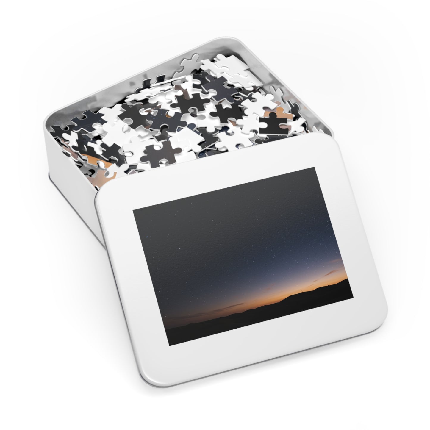 110, 252, 500, 1000, 2000 Starry Night Jigsaw Puzzle with Metal Tin, Desert Night Sky Puzzle, Stargazing Puzzle, Peaceful Landscape Puzzle