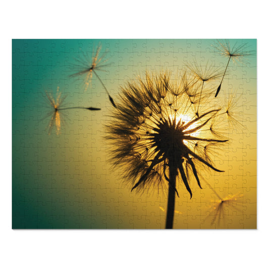 110, 252, 500, 1000, 2000 jigsaw puzzle | Golden Dandelion Glow Puzzle – Serene Nature Jigsaw | Peaceful Sunset Art