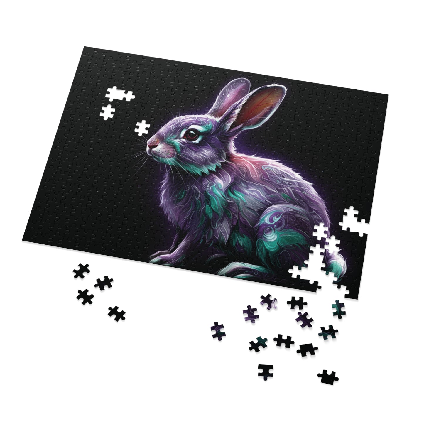 30, 110, 252, 500 Mystical Rabbit Jigsaw Puzzle, Mystical Bunny Puzzle, Radiant and Magical Animal Puzzle, Bright and Enchanted Creature Art