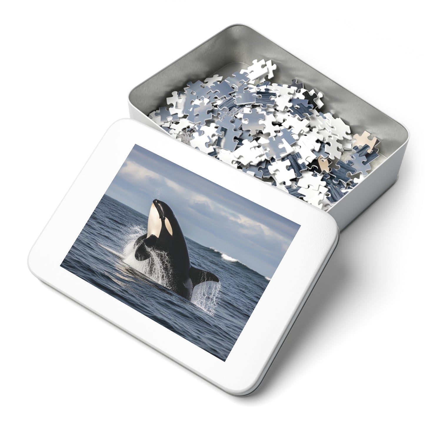 Orca Whale Jigsaw Puzzle — 500-Piece Ocean Puzzle with Tin Gift Box