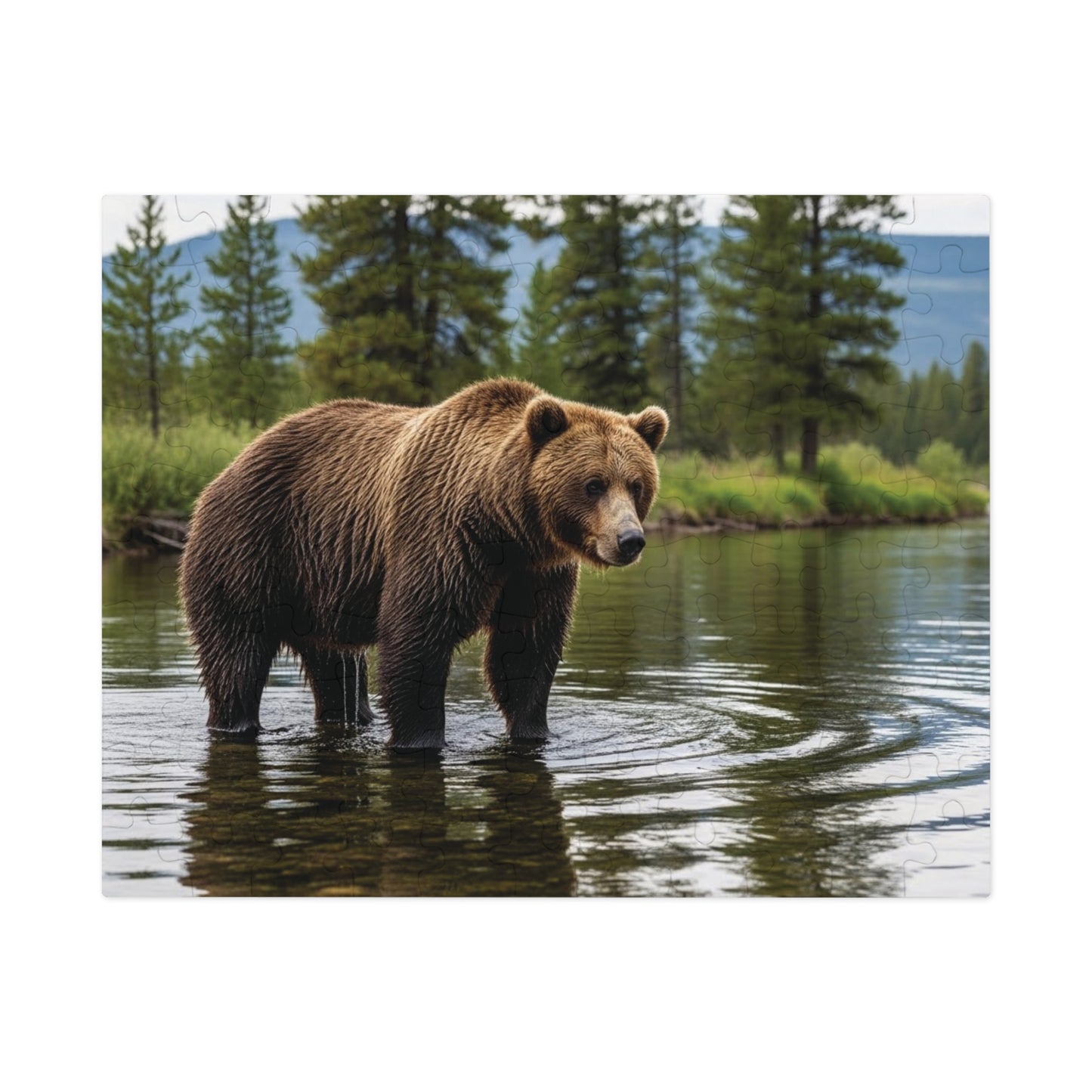 Brown Bear River Jigsaw Puzzle Majestic Wilderness Wildlife Nature Art