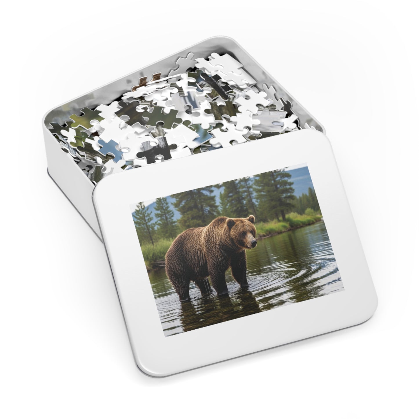 Brown Bear River Jigsaw Puzzle Majestic Wilderness Wildlife Nature Art