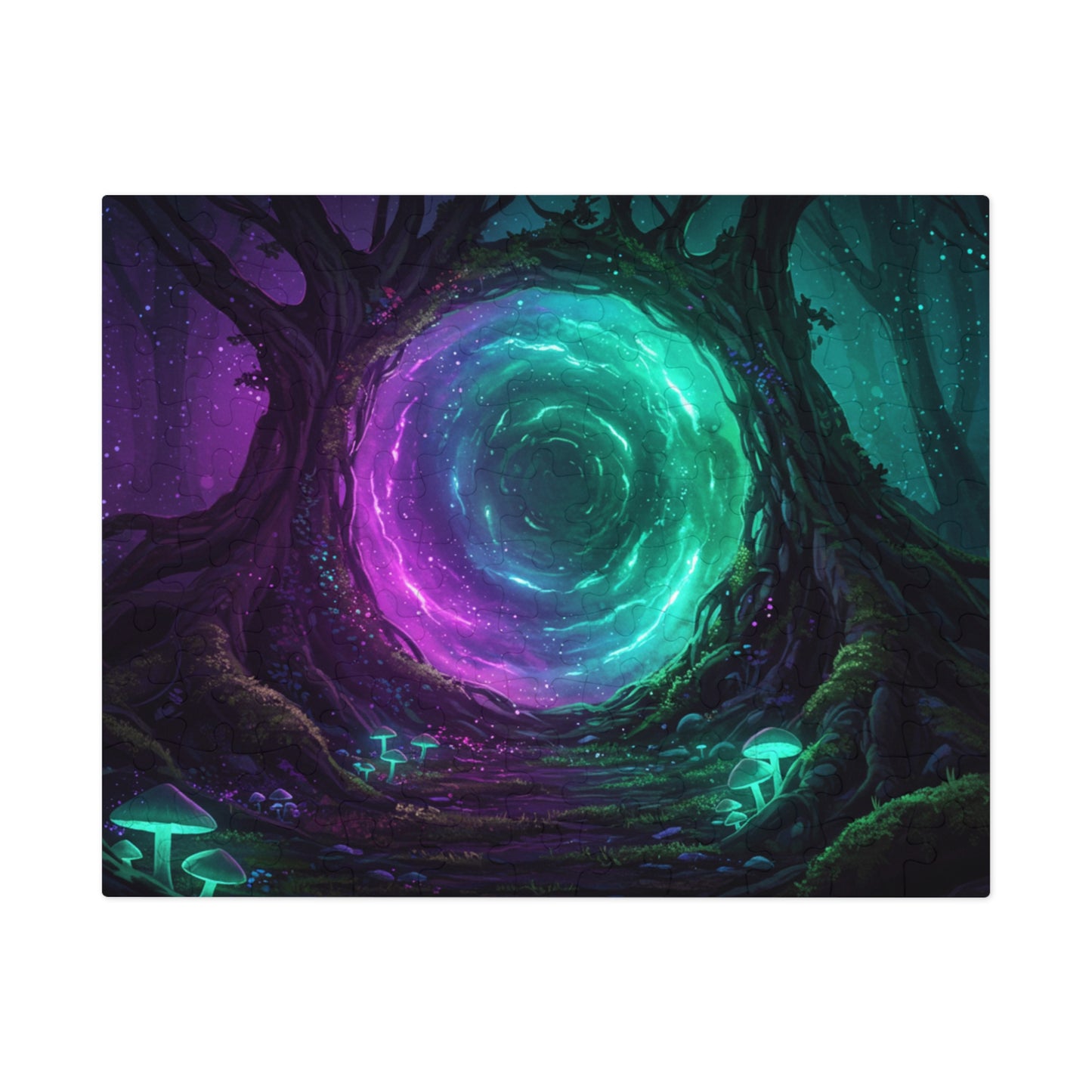 110, 252, 500, 1000, 2000 Mystical Portal Forest Jigsaw Puzzle – Glowing Tree Fantasy Jigsaw | Magical Night Forest Scene, Multiple Sizes |  Dreamlike Fantasy Artwork