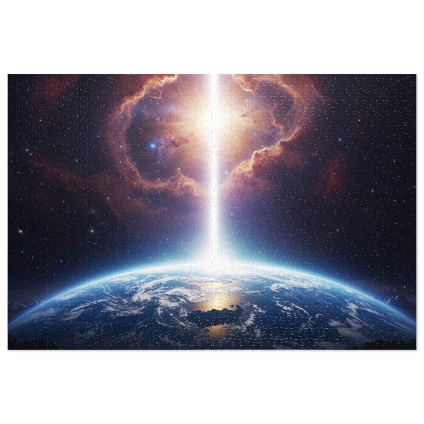110, 252, 500, 1000, 2000 Planet Earth in Lightbeam Puzzle – Space Explorer Theme | Space Earth Art Jigsaw | Galaxy Scene | Earth from Space View