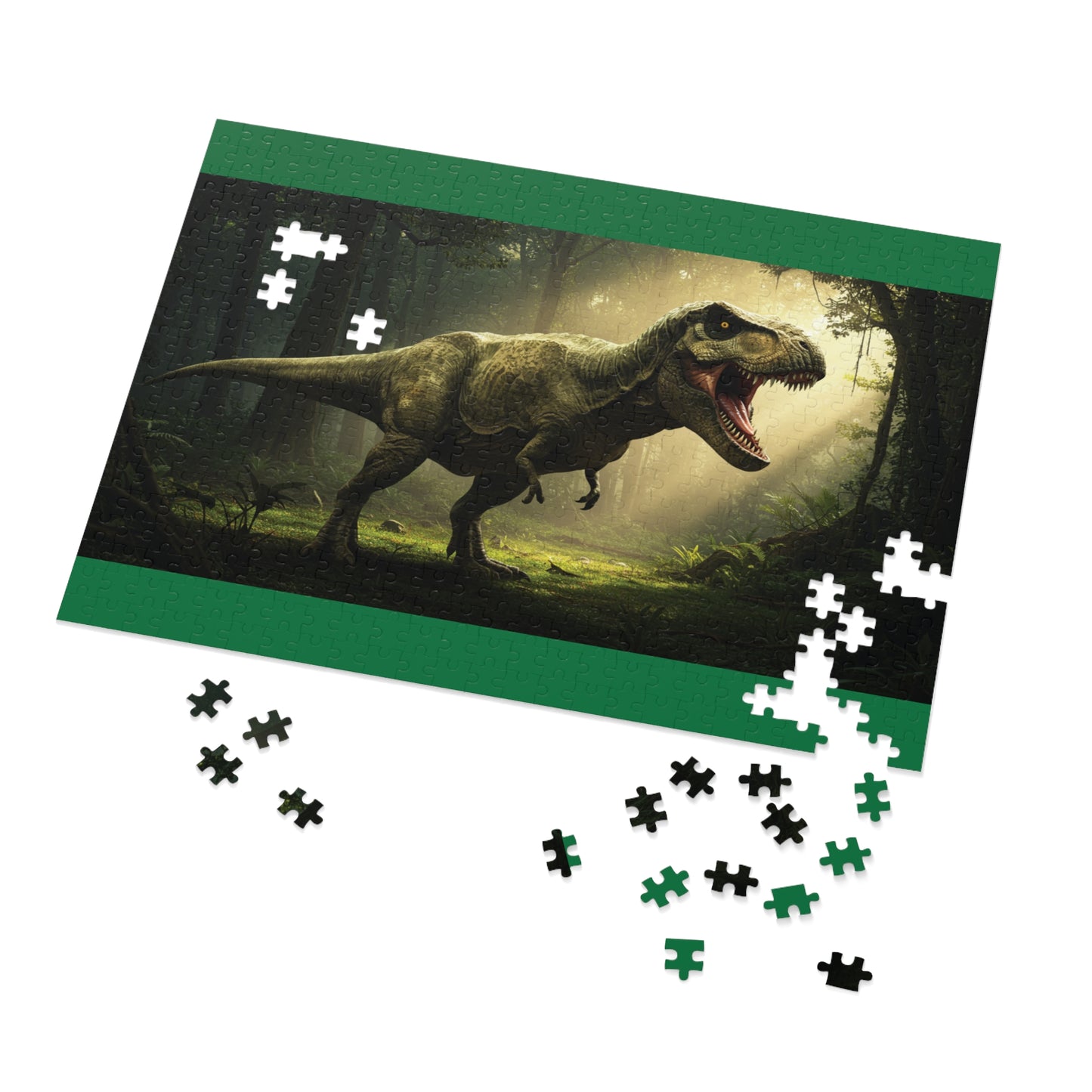 30, 110, 252, 500 T-Rex in Primeval Forest, Jurassic Giant Puzzle, Realistic T-Rex Dinosaur Puzzle, Jungle King T-Rex Puzzle, Savage T-Rex Puzzle, Dinosaur Era Puzzle, Tyrant Lizard King Puzzle, Epic Jungle Puzzle, Dino World Puzzle