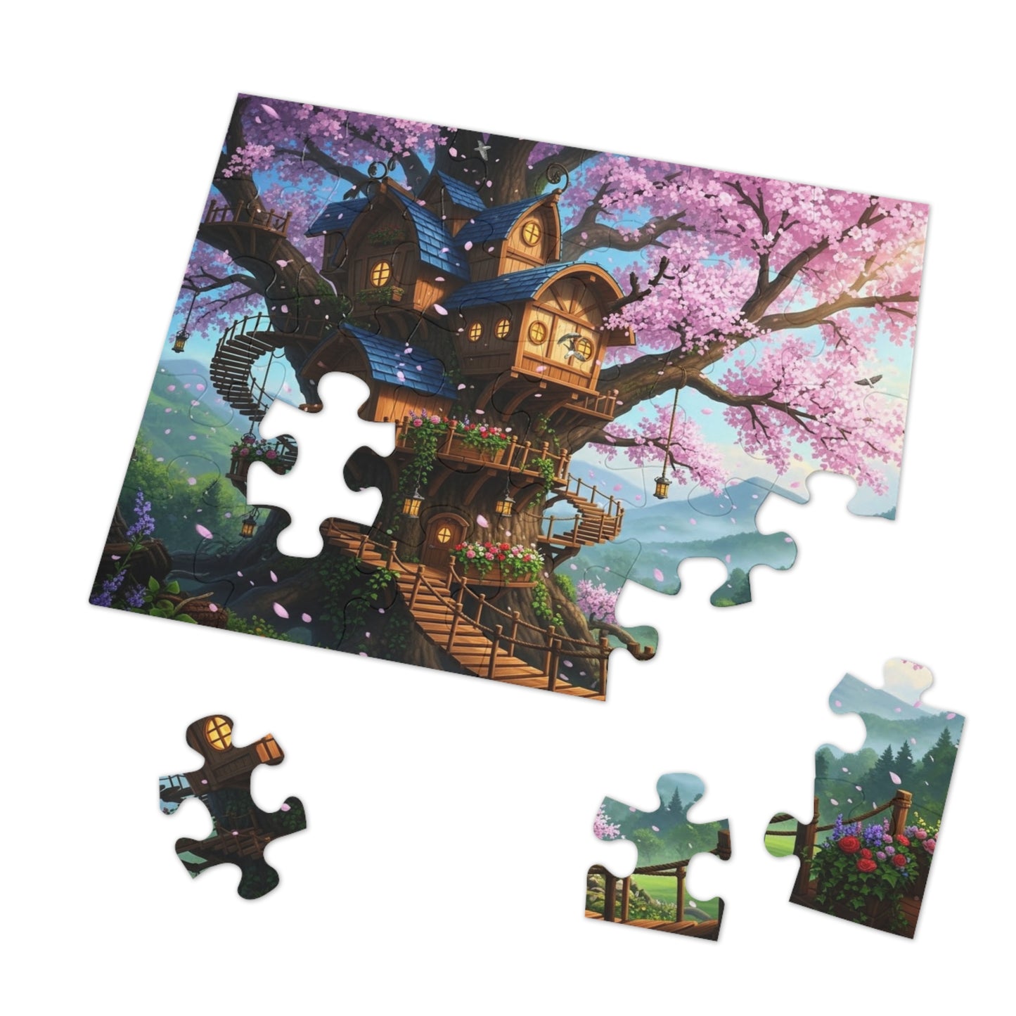 Enchanted Cherry Blossom Treehouse Jigsaw Puzzle