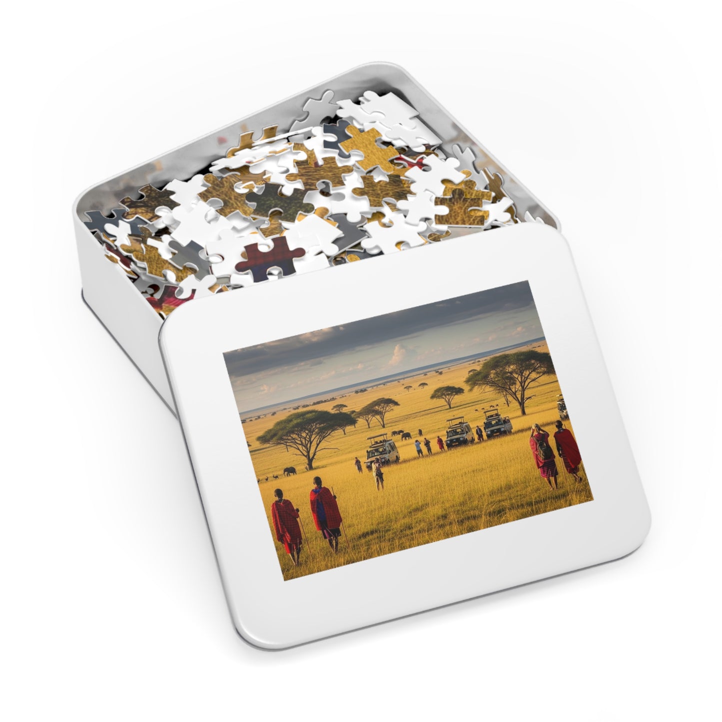 African Savanna Safari Jigsaw Puzzle 🦁 Golden Plains, Acacia Trees & Wildlife Adventure Scene