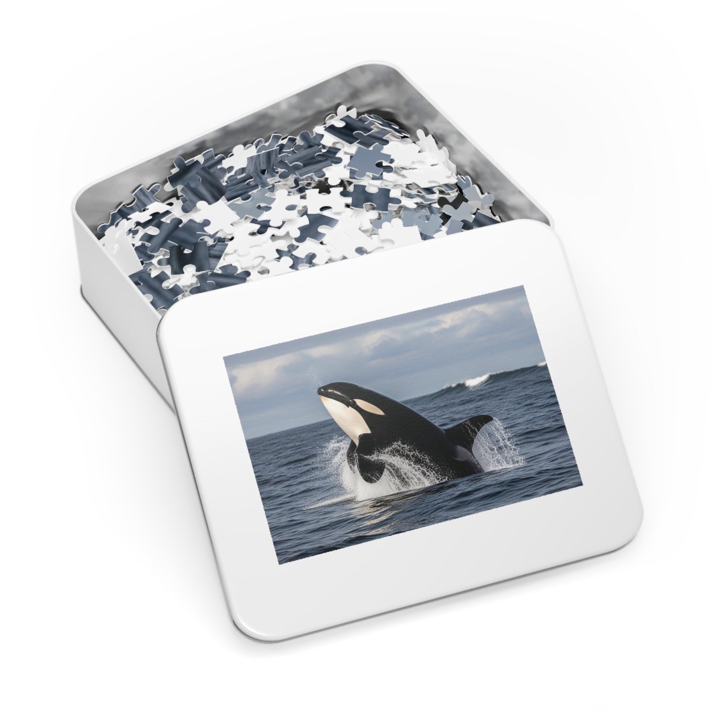 Orca Whale Jigsaw Puzzle — 500-Piece Ocean Puzzle with Tin Gift Box