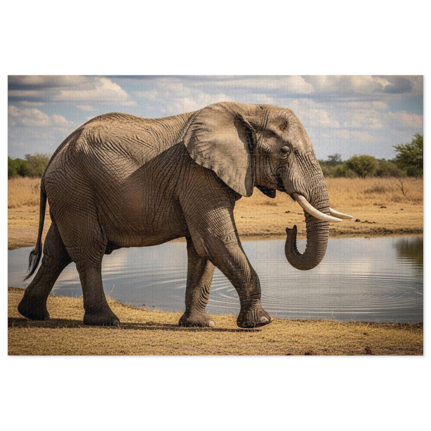 African Elephant at Waterhole Jigsaw Puzzle