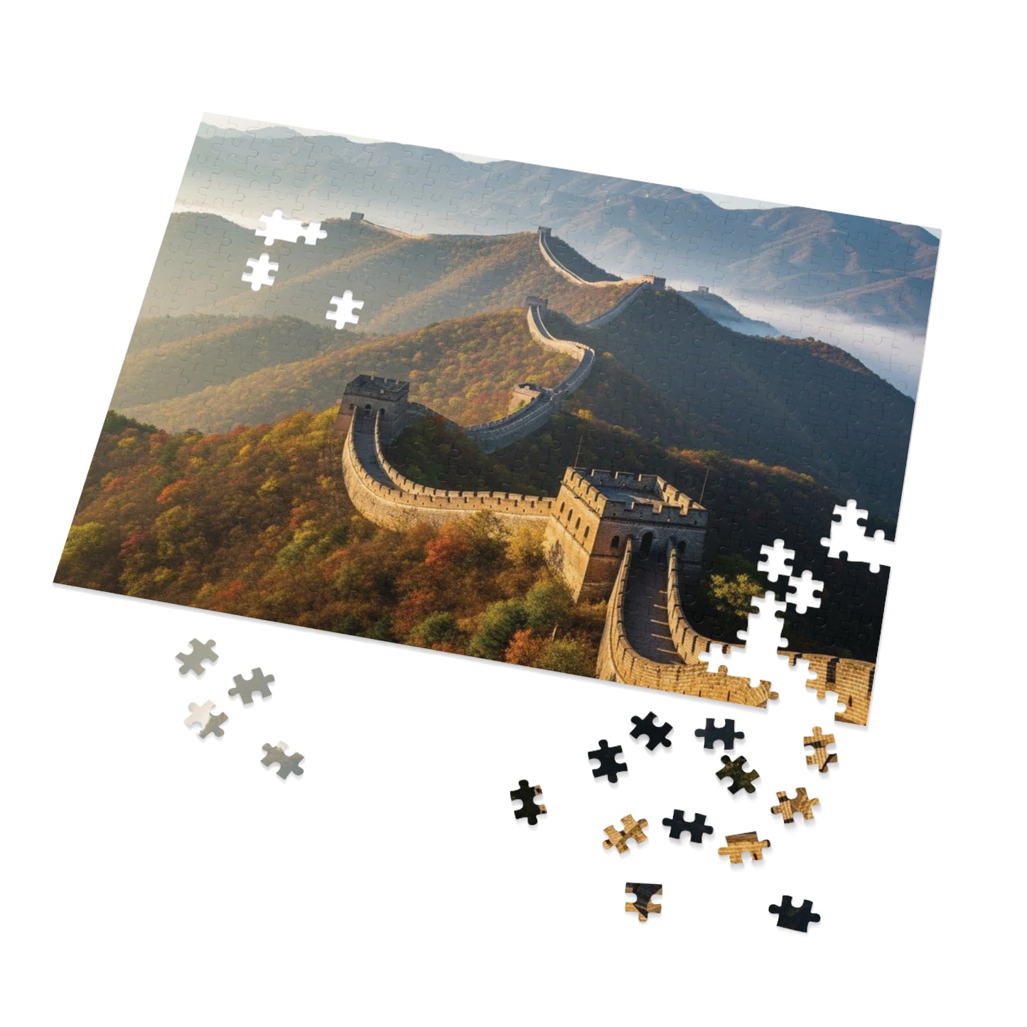 Great Wall of China Autumn Jigsaw Puzzle 🏯 Winding Stone Fortress, Mountain Ridges & Historic Wonder