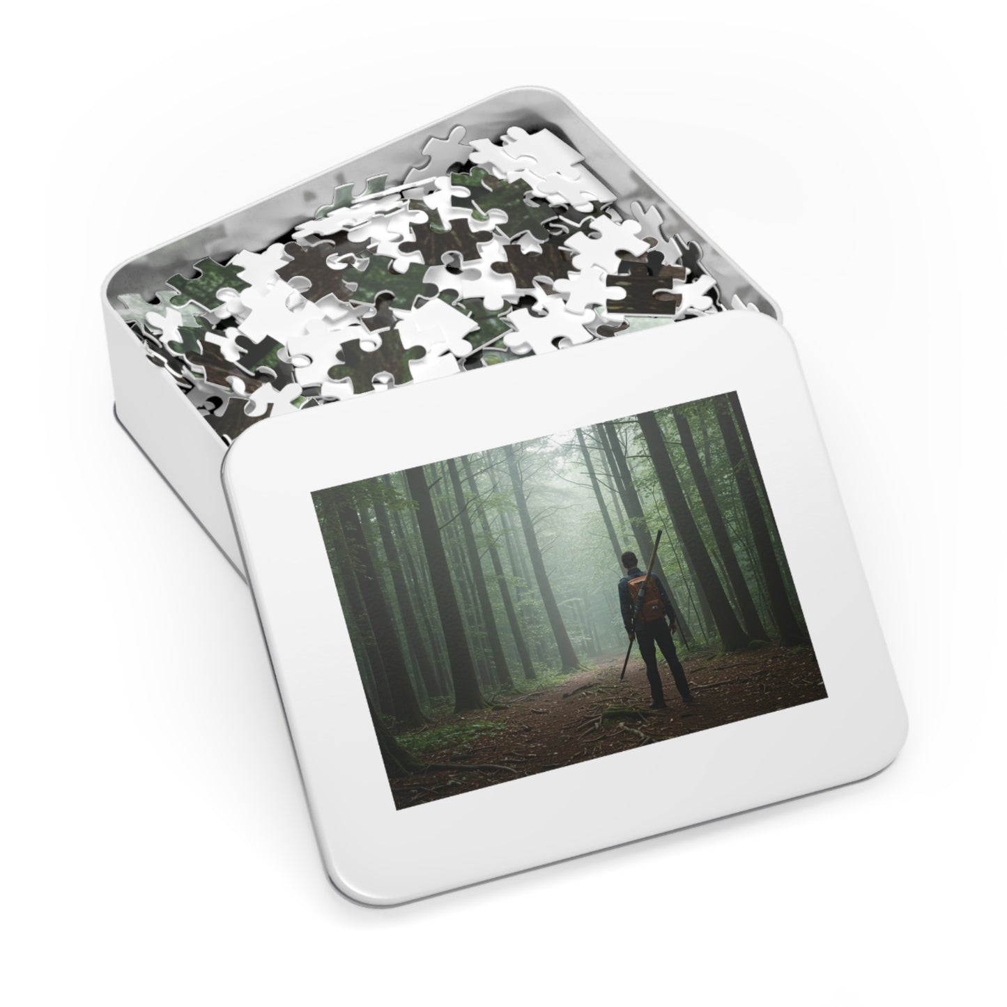 110, 252, 500, 1000, 2000 Forest Adventure Jigsaw Puzzle with Tin, Deep Forest Hike Puzzle – Explorer, Foggy Forest Trail Puzzle, Into the Forest, Explorer’s Path, Forest Silence