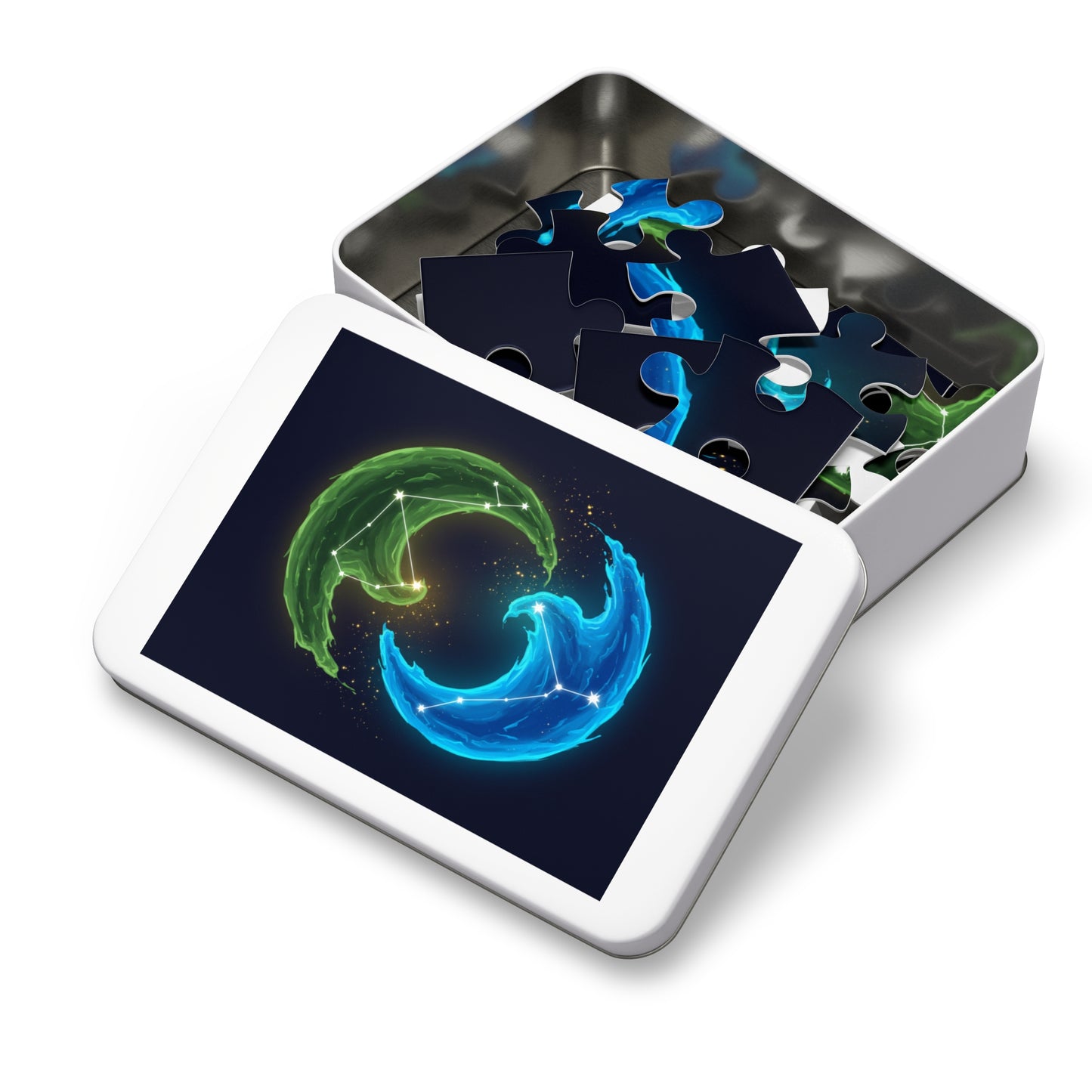 30, 110, 252, 500 pcs Cosmic Energy Flow Jigsaw Puzzle, Celestial Constellation Puzzle, Yin Yang Elements Puzzle, Constellations within Energy Waves