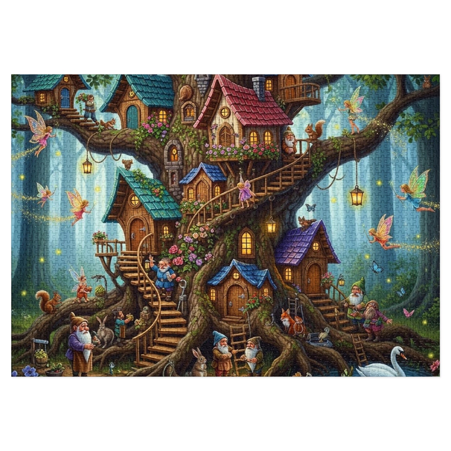 Enchanted Gnome Tree Village Jigsaw Puzzle