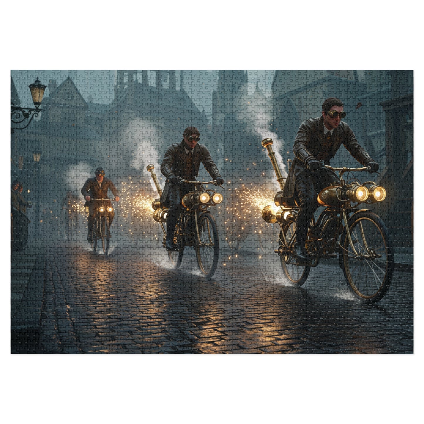 110, 252, 500, 1000, 2000 pcs Steampunk Bicycle Jigsaw Puzzle, Vintage Bike Puzzle, Collectible Puzzle, Retro-Futuristic Bike Puzzle, Victorian Steampunk City Puzzle, Industrial Adventure Jigsaw