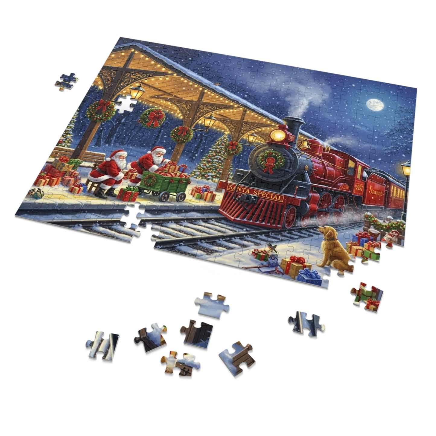 Santa Special Christmas Train Jigsaw Puzzle Magical Winter Night Scene