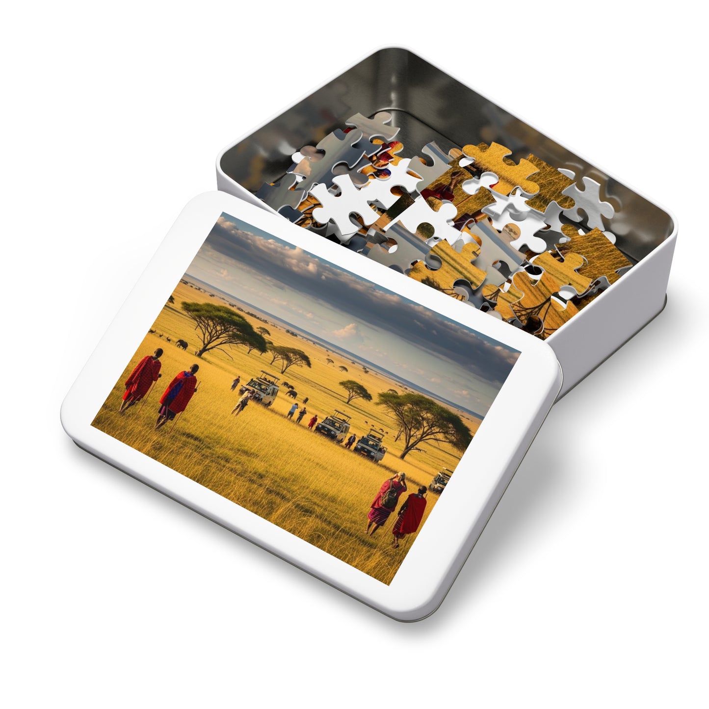 African Savanna Safari Jigsaw Puzzle 🦁 Golden Plains, Acacia Trees & Wildlife Adventure Scene