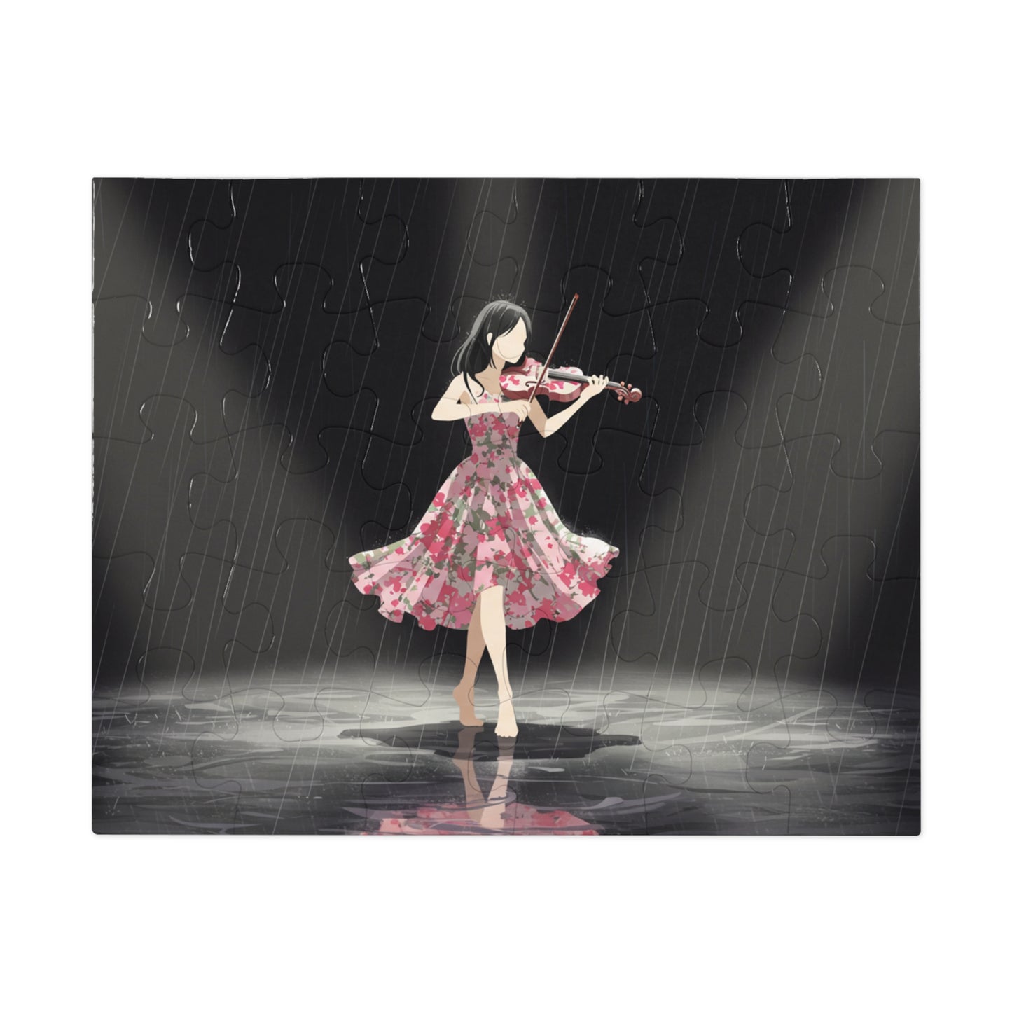 30, 110, 252 pcs Violinist in the Rain Jigsaw Puzzle, Barefoot Violin Player, Artistic Violin Puzzle