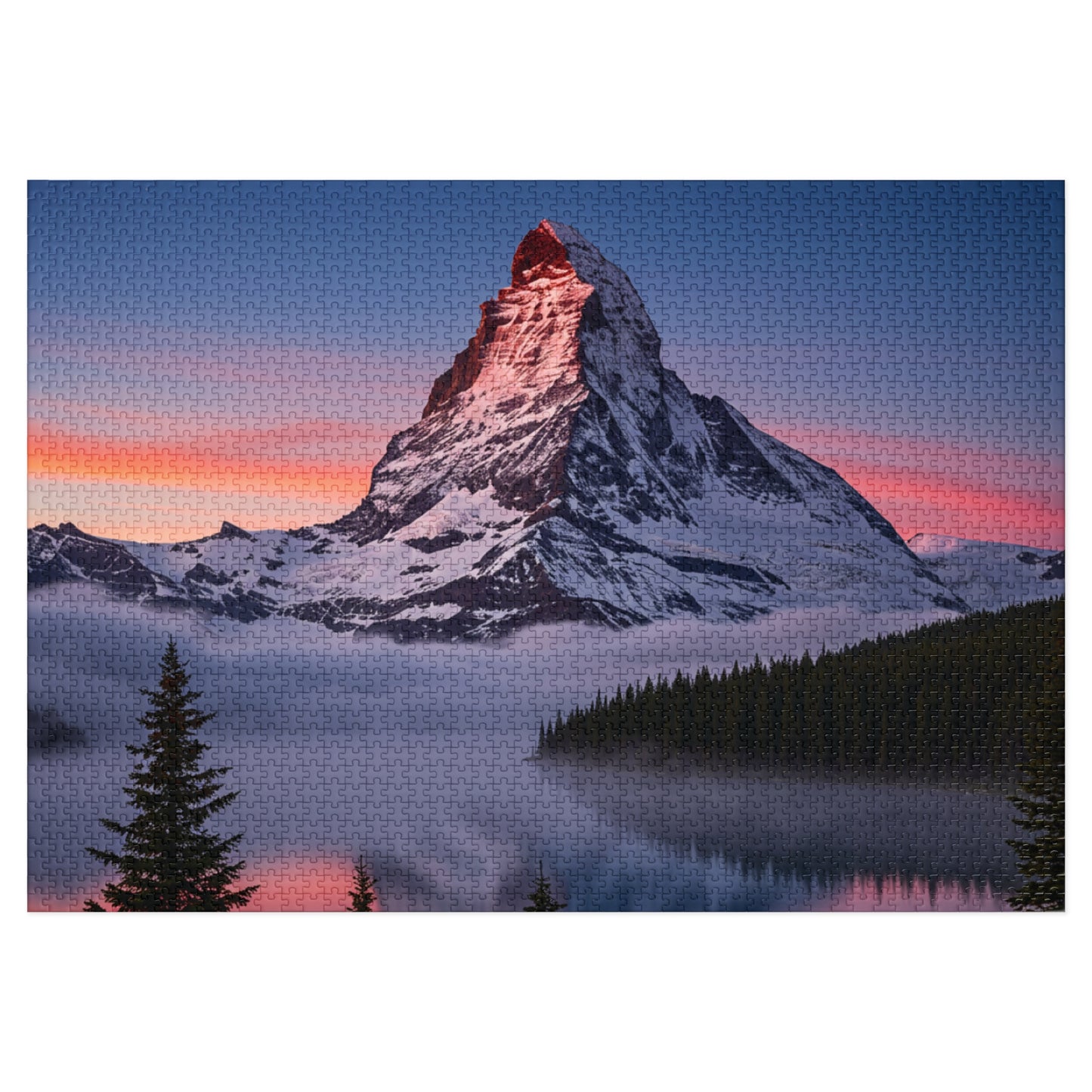 110, 252, 500, 1000, 2000, Snowy Mountain Peak Jigsaw Puzzle –  Alpine Majesty & Mirror Lake Sunset Scene, Scenic Nature Puzzle in Gift Tin (252–2000 Pieces)