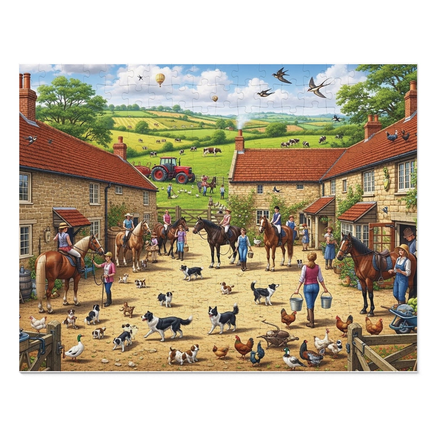 Farmyard Countryside Jigsaw Puzzle Horses Dogs and Rural Life