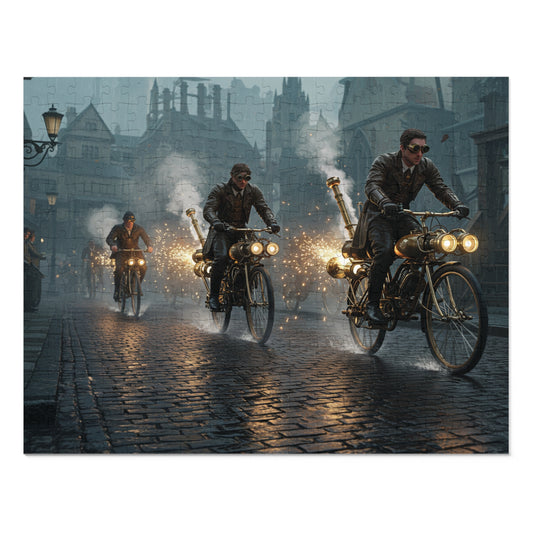 110, 252, 500, 1000, 2000 pcs Steampunk Bicycle Jigsaw Puzzle, Vintage Bike Puzzle, Collectible Puzzle, Retro-Futuristic Bike Puzzle, Victorian Steampunk City Puzzle, Industrial Adventure Jigsaw