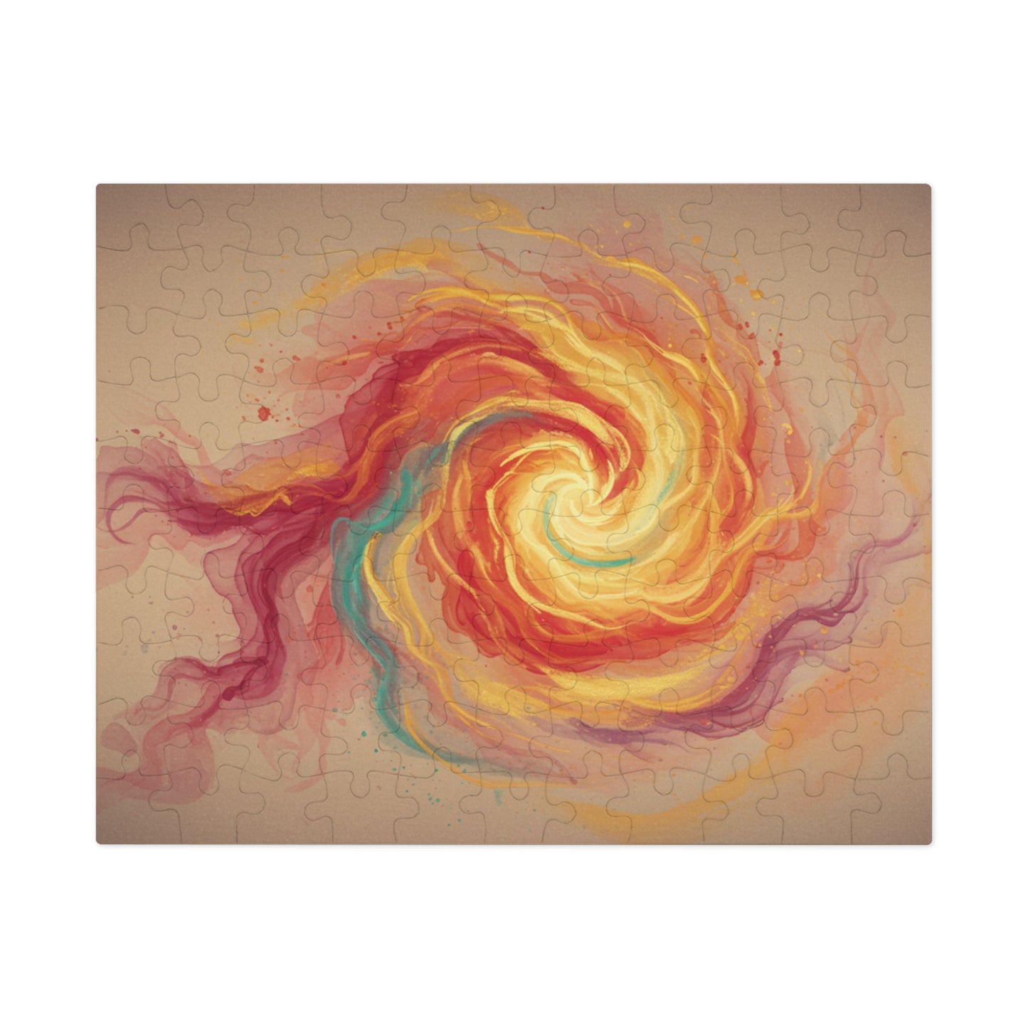 110, 252, 500, 1000, 2000 Colorful Spiral Jigsaw Puzzle, Radiant Fire Spiral, Abstract Energy Wall Art Puzzle, Whirl of Flame, Cosmic Flame Twist, Sunburst Swirl, Golden Energy Flow