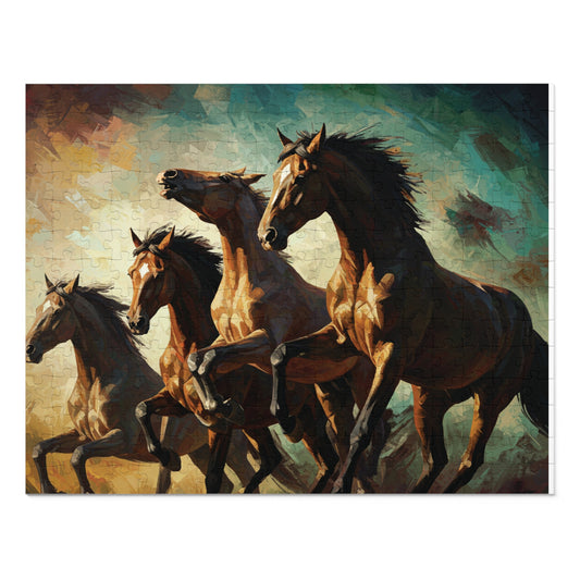 Wild Horses Puzzle – Bold Equestrian Artwork, 252, 500, 1000, 2000 Pieces, Vibrant Painting Style, Galloping Stallions