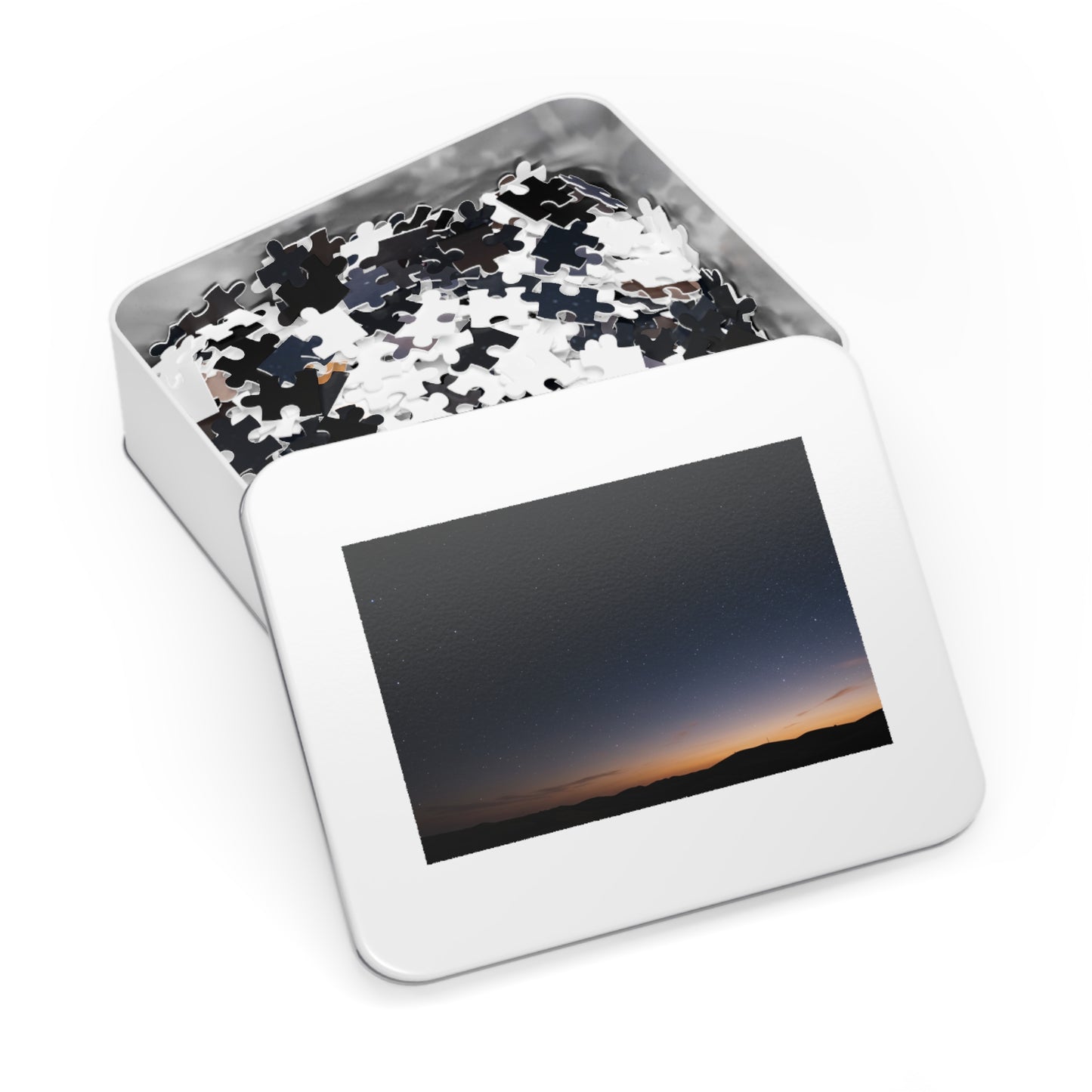 110, 252, 500, 1000, 2000 Starry Night Jigsaw Puzzle with Metal Tin, Desert Night Sky Puzzle, Stargazing Puzzle, Peaceful Landscape Puzzle