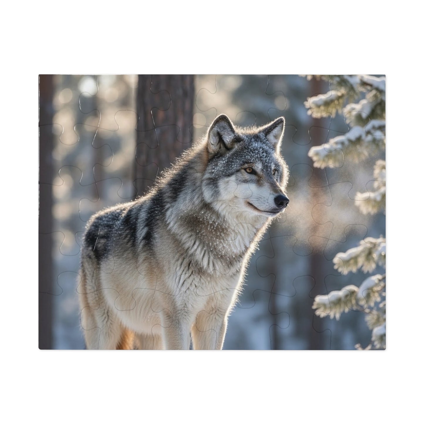 Gray Wolf Winter Jigsaw Puzzle Snowy Forest Wildlife Nature