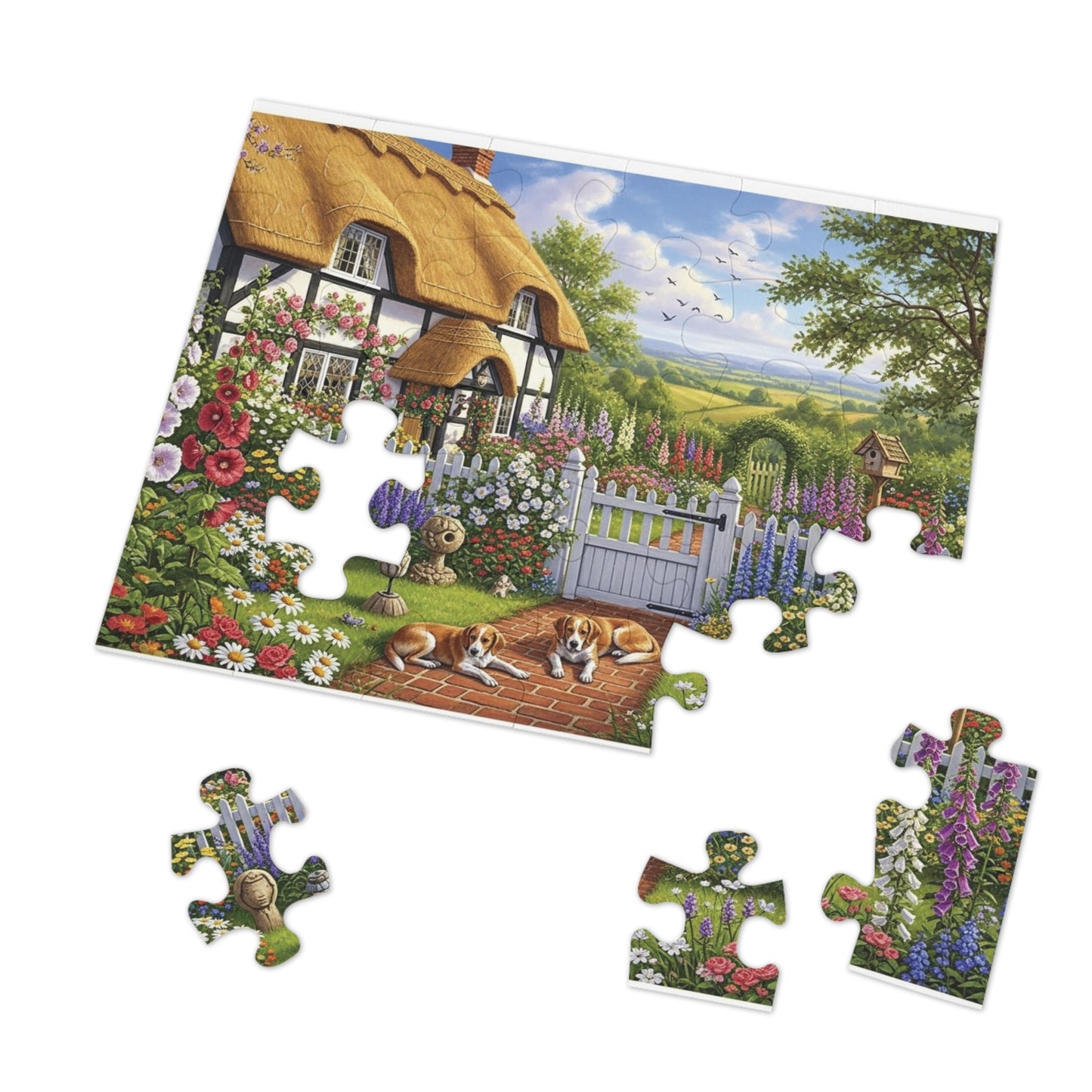Cozy Cottage Garden Scene Jigsaw Puzzle English Country Home