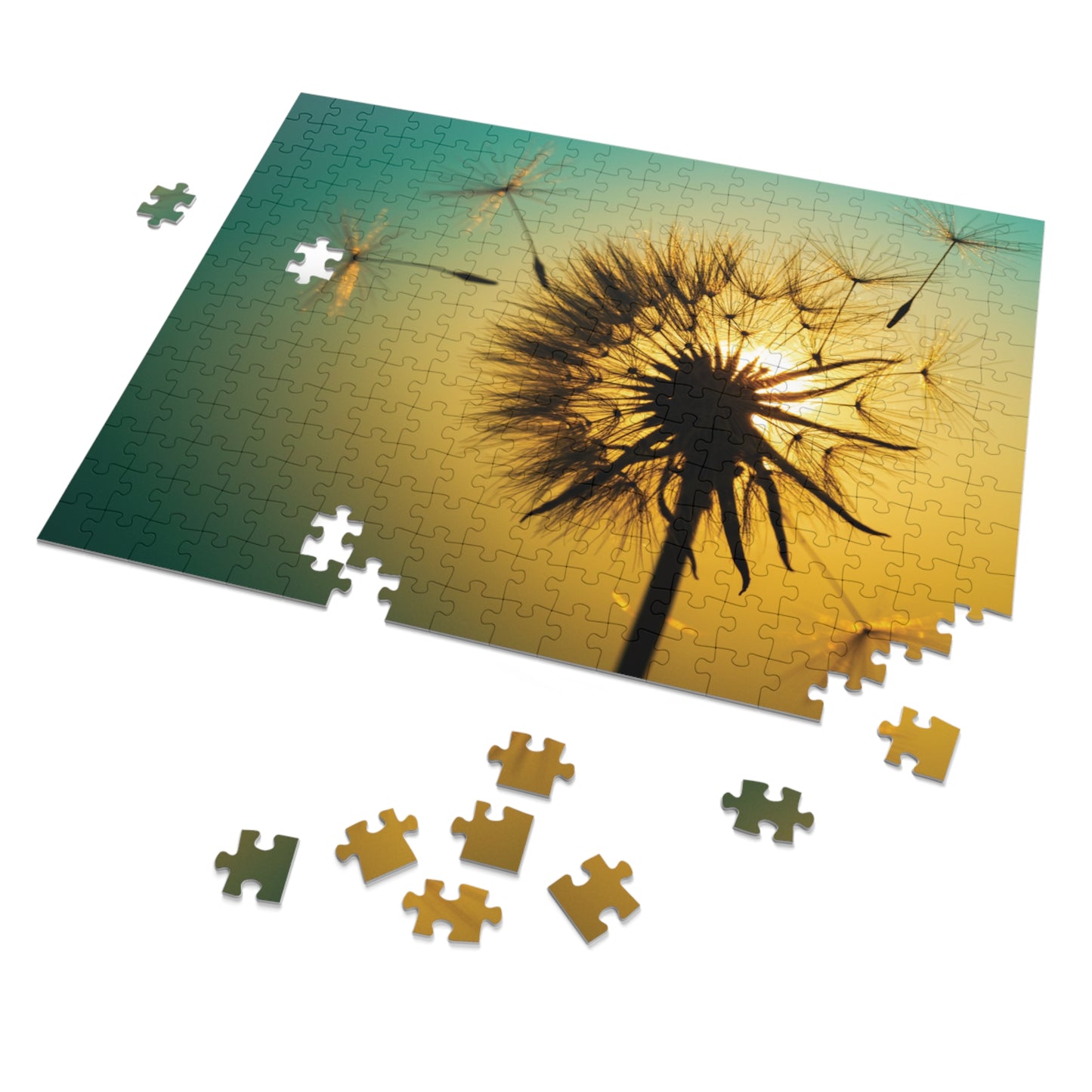 110, 252, 500, 1000, 2000 jigsaw puzzle | Golden Dandelion Glow Puzzle – Serene Nature Jigsaw | Peaceful Sunset Art