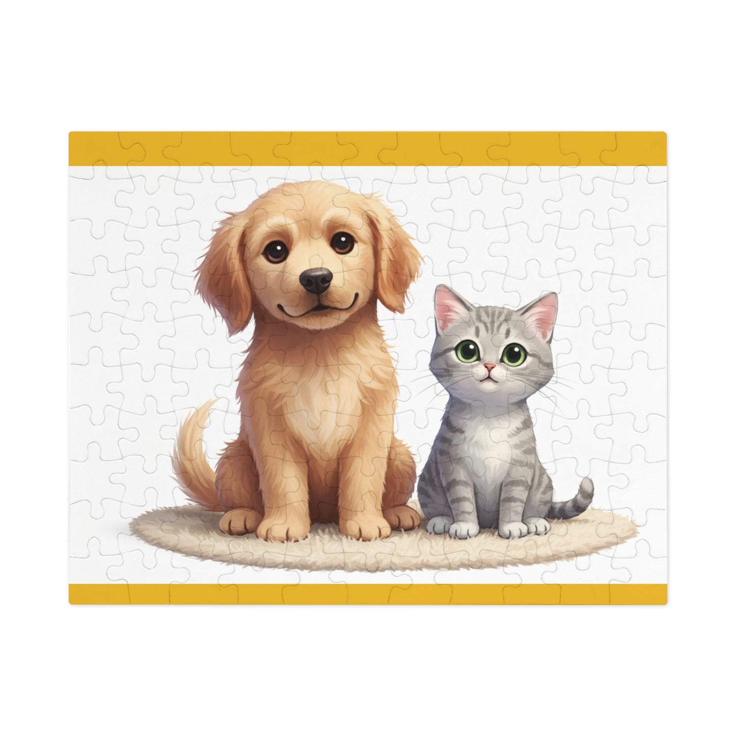30, 110, 252 Jigsaw Puzzle| Adorable Puppy and Kitten Puzzle | Cute Pet Duo Jigsaw | Whimsical Animal Illustration for Kids & Pet Lovers | Multiple Sizes Available