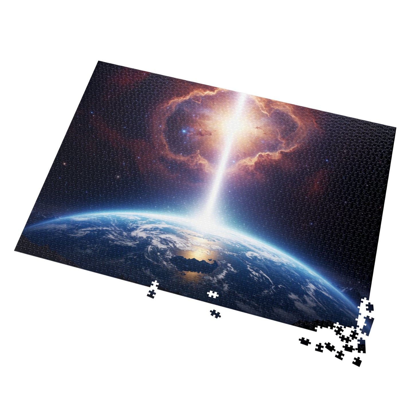 110, 252, 500, 1000, 2000 Planet Earth in Lightbeam Puzzle – Space Explorer Theme | Space Earth Art Jigsaw | Galaxy Scene | Earth from Space View