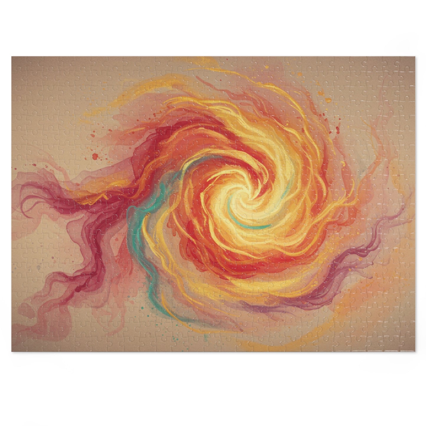 110, 252, 500, 1000, 2000 Colorful Spiral Jigsaw Puzzle, Radiant Fire Spiral, Abstract Energy Wall Art Puzzle, Whirl of Flame, Cosmic Flame Twist, Sunburst Swirl, Golden Energy Flow