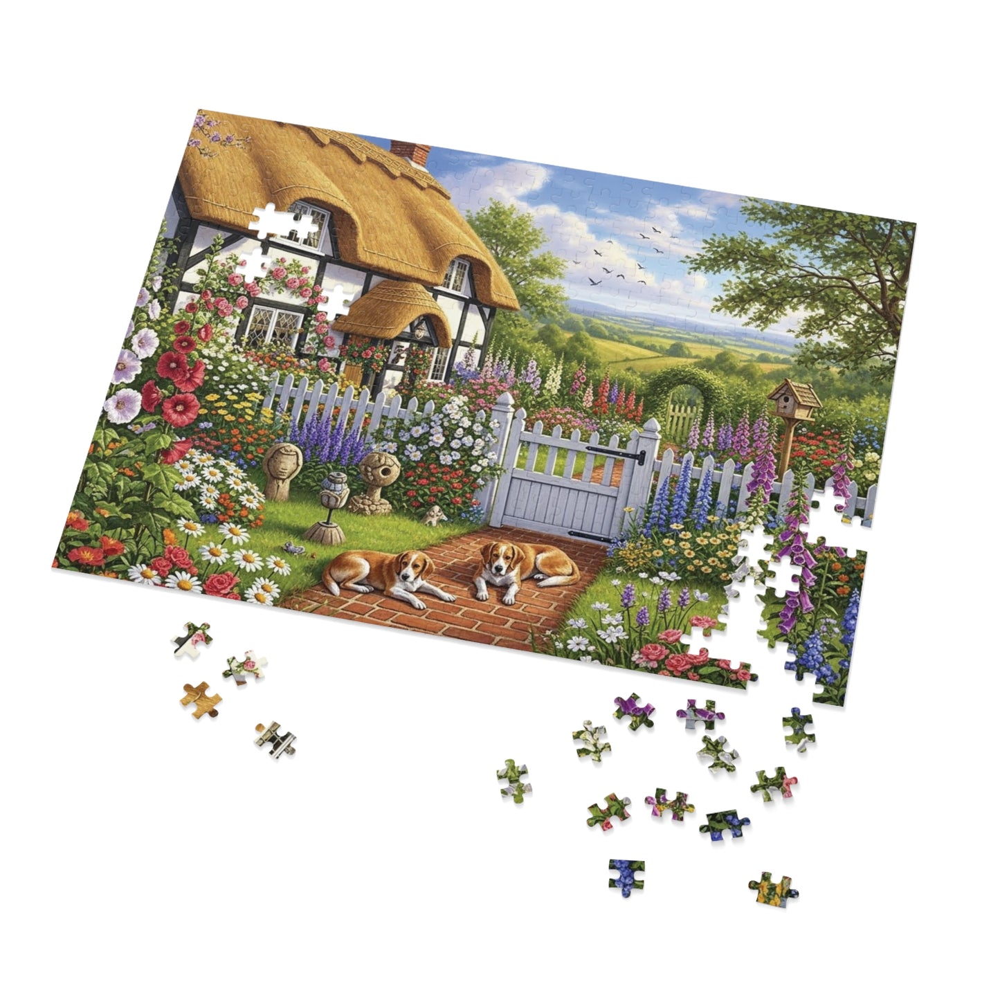 Cozy Cottage Garden Scene Jigsaw Puzzle English Country Home
