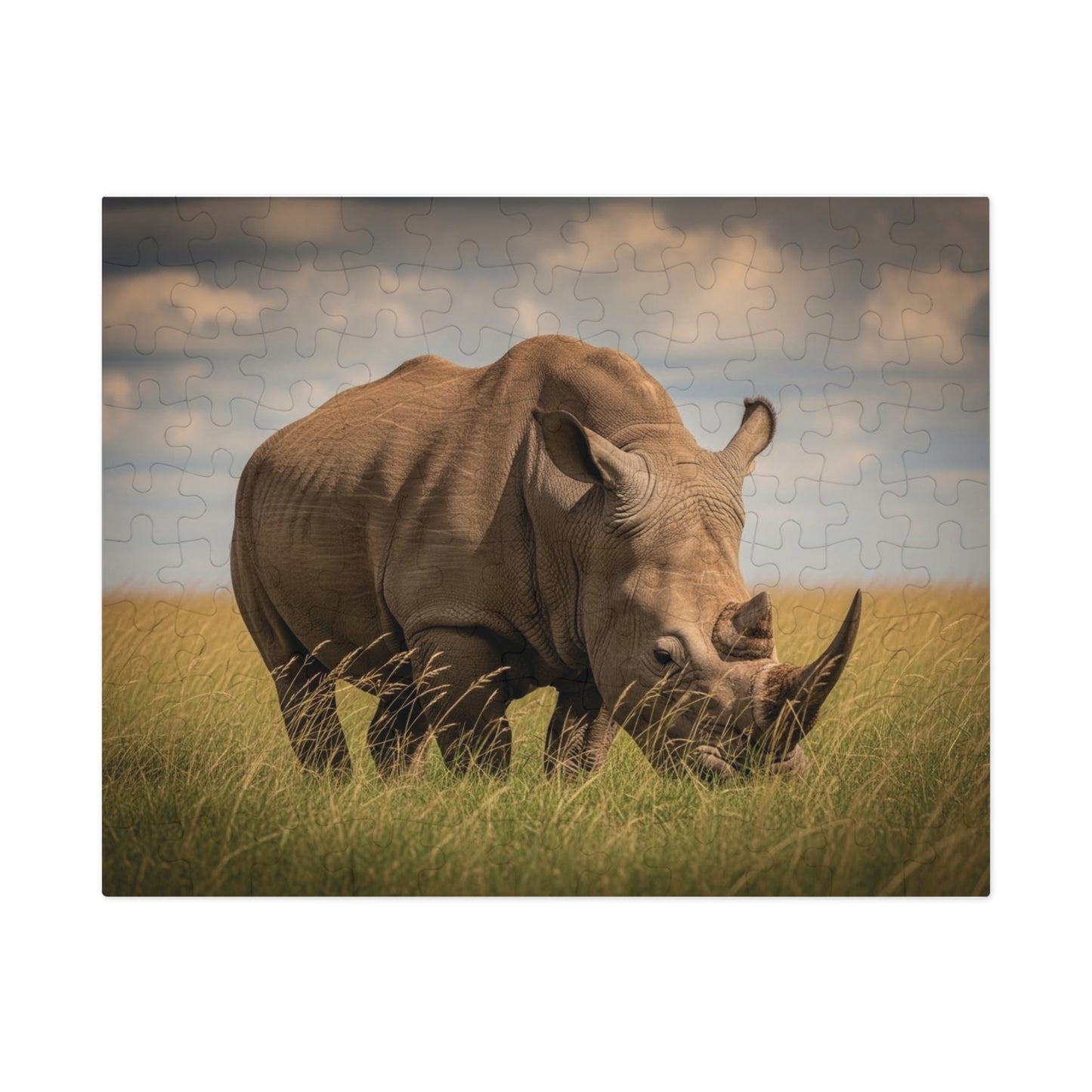 Rhinoceros Savannah Jigsaw Puzzle Majestic African Wildlife Nature Art