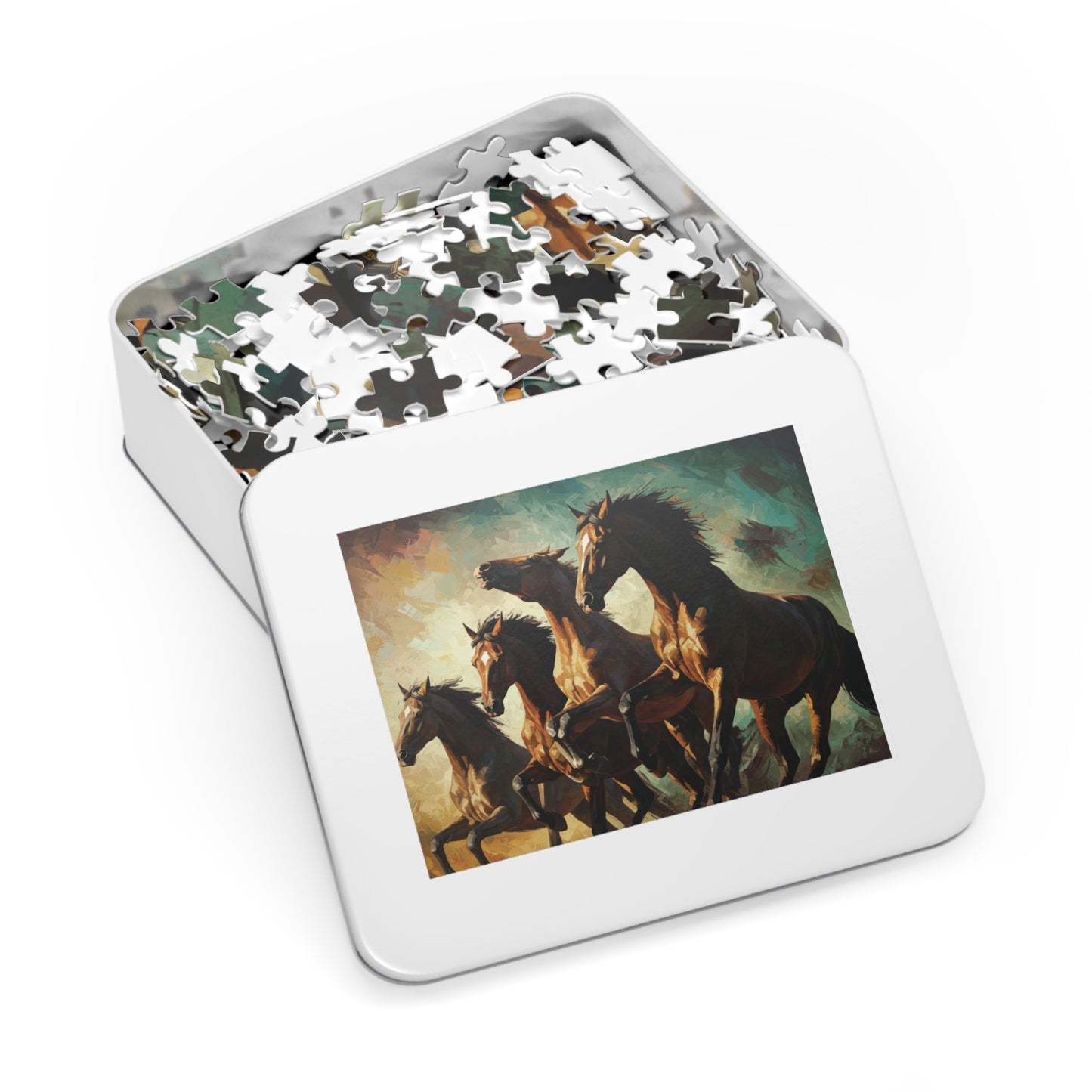 Wild Horses Puzzle – Bold Equestrian Artwork, 252, 500, 1000, 2000 Pieces, Vibrant Painting Style, Galloping Stallions