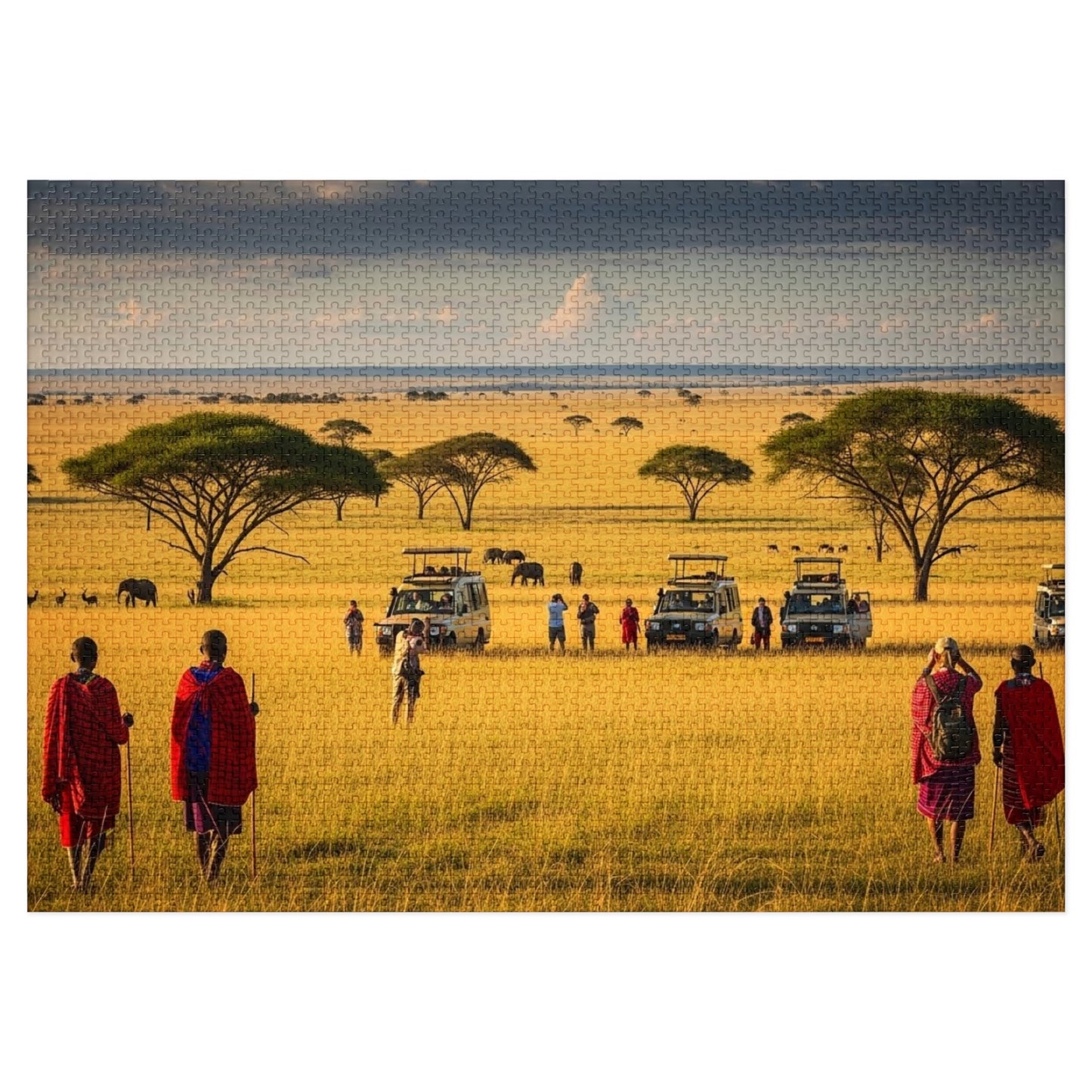 African Savanna Safari Jigsaw Puzzle 🦁 Golden Plains, Acacia Trees & Wildlife Adventure Scene