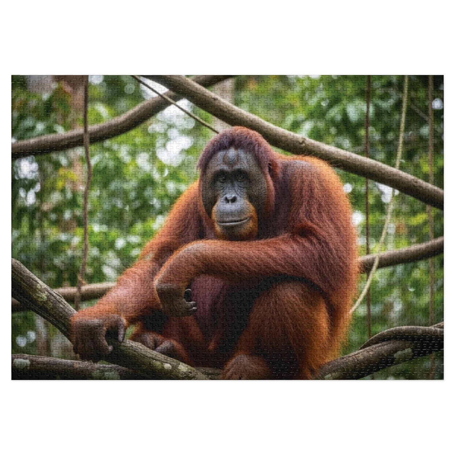 Orangutan Rainforest Serenity Jigsaw Puzzle | Majestic Wildlife Jungle Nature Scene