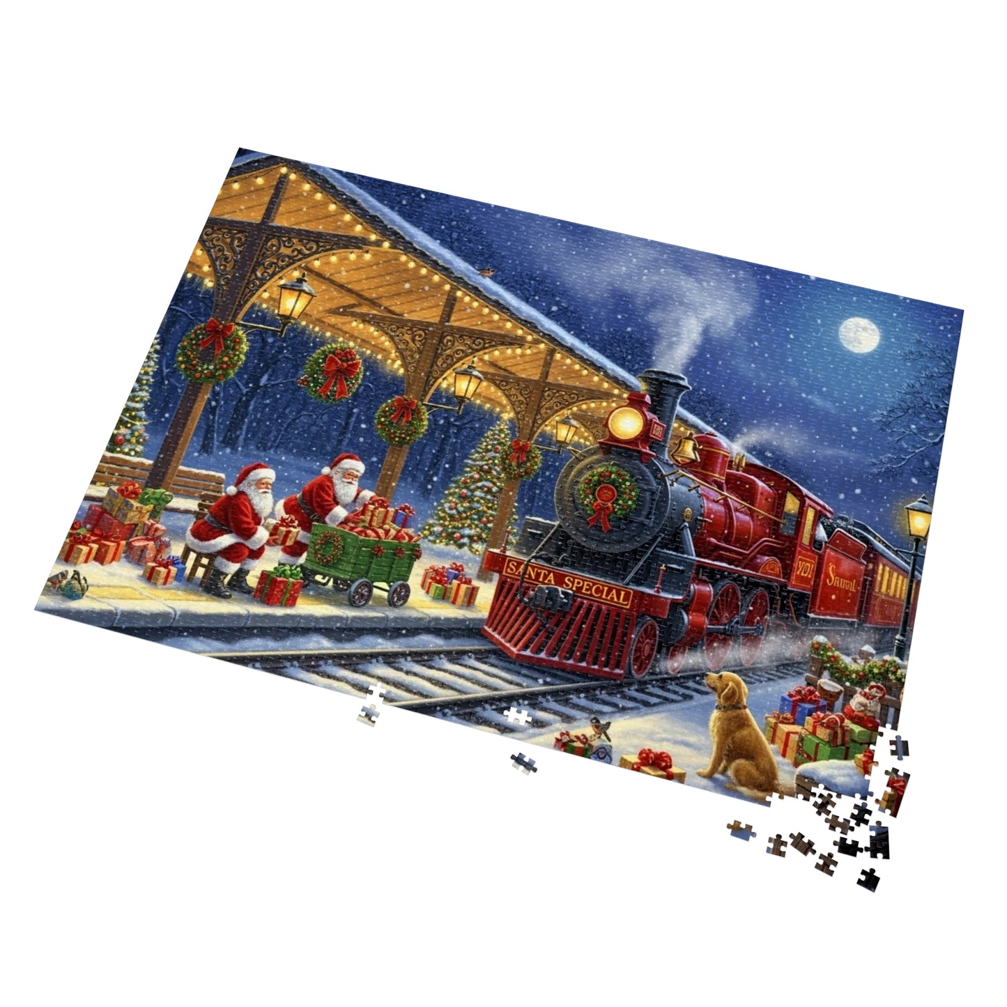 Santa Special Christmas Train Jigsaw Puzzle Magical Winter Night Scene